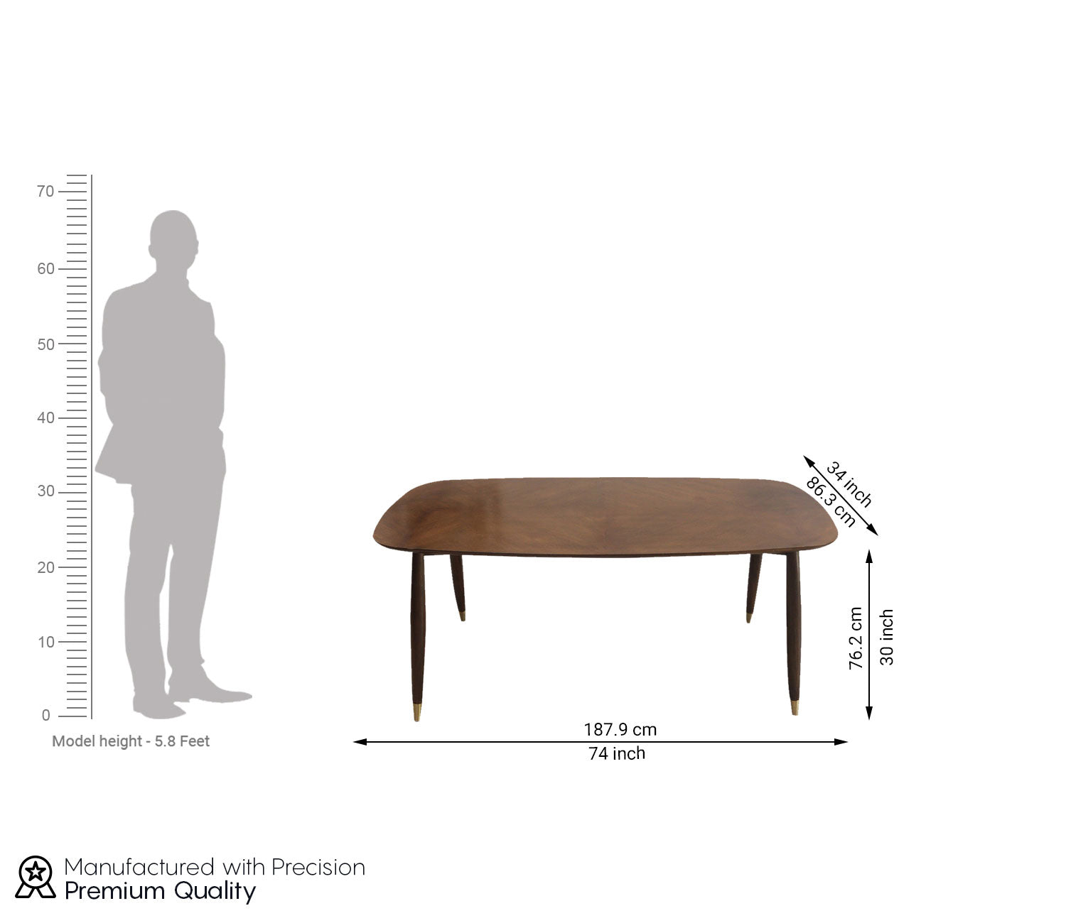 Chinchilla Teak Wood 6 seater Dining Table Set