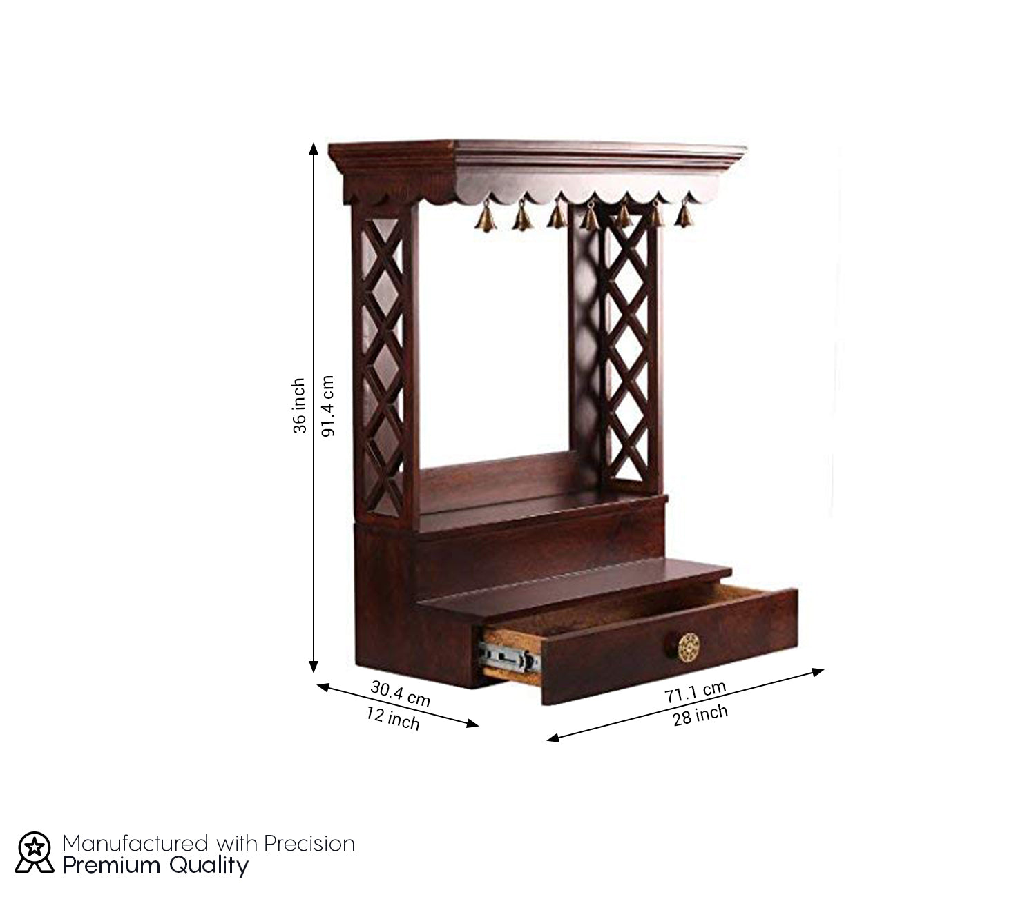 Sylas Sheesham Wood Wall Mounted Home Temple With Storage