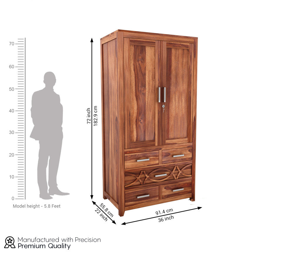 Colter Sheesham Wood 2 Door Wardrobe