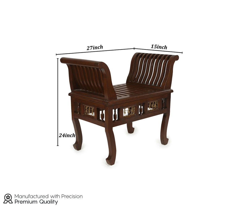 Stetson Ottoman Seater in Striped Wood Pattern with Walnut Finish