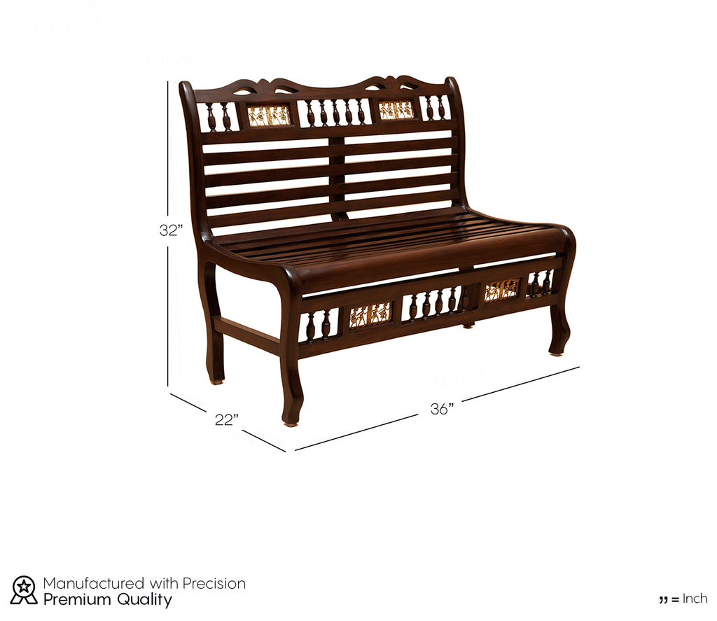 Emilio Double Seater with Striped Wood Pattern in Walnut Finish