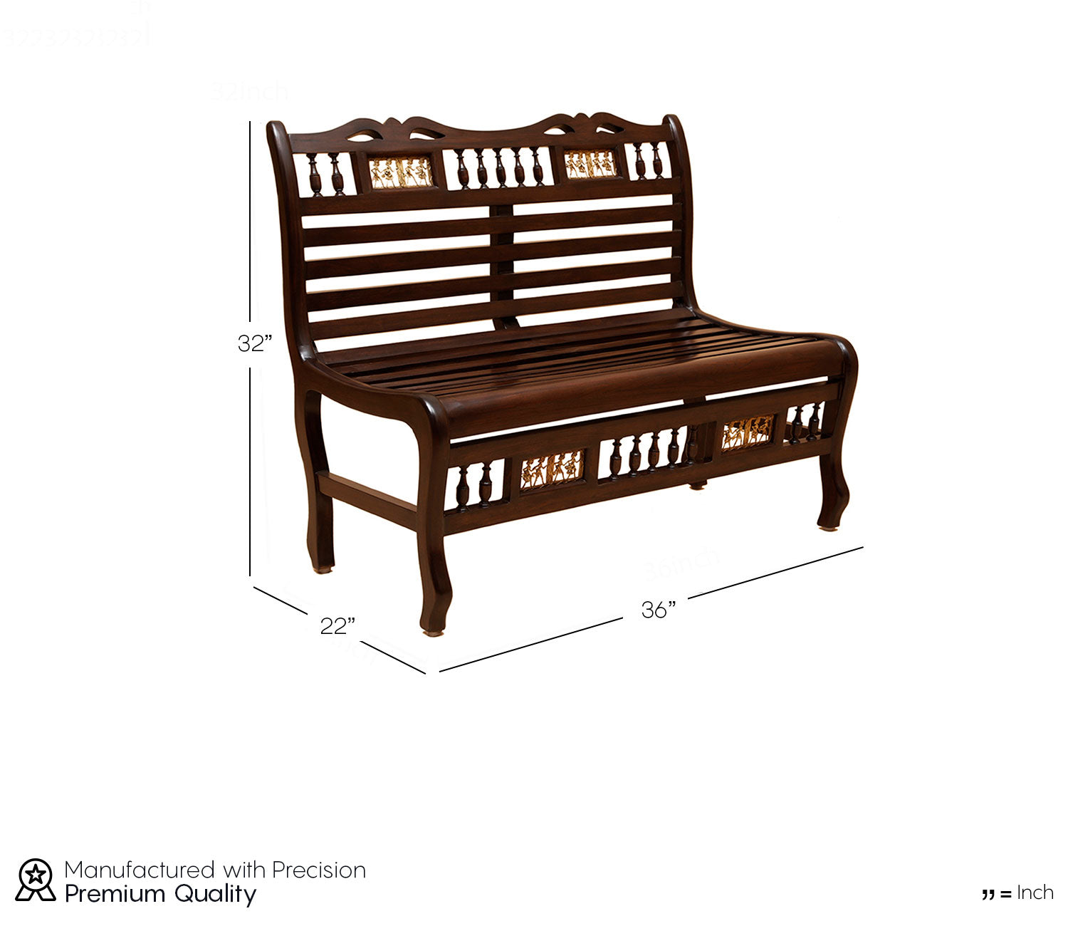 Emilio Double Seater with Striped Wood Pattern in Walnut Finish