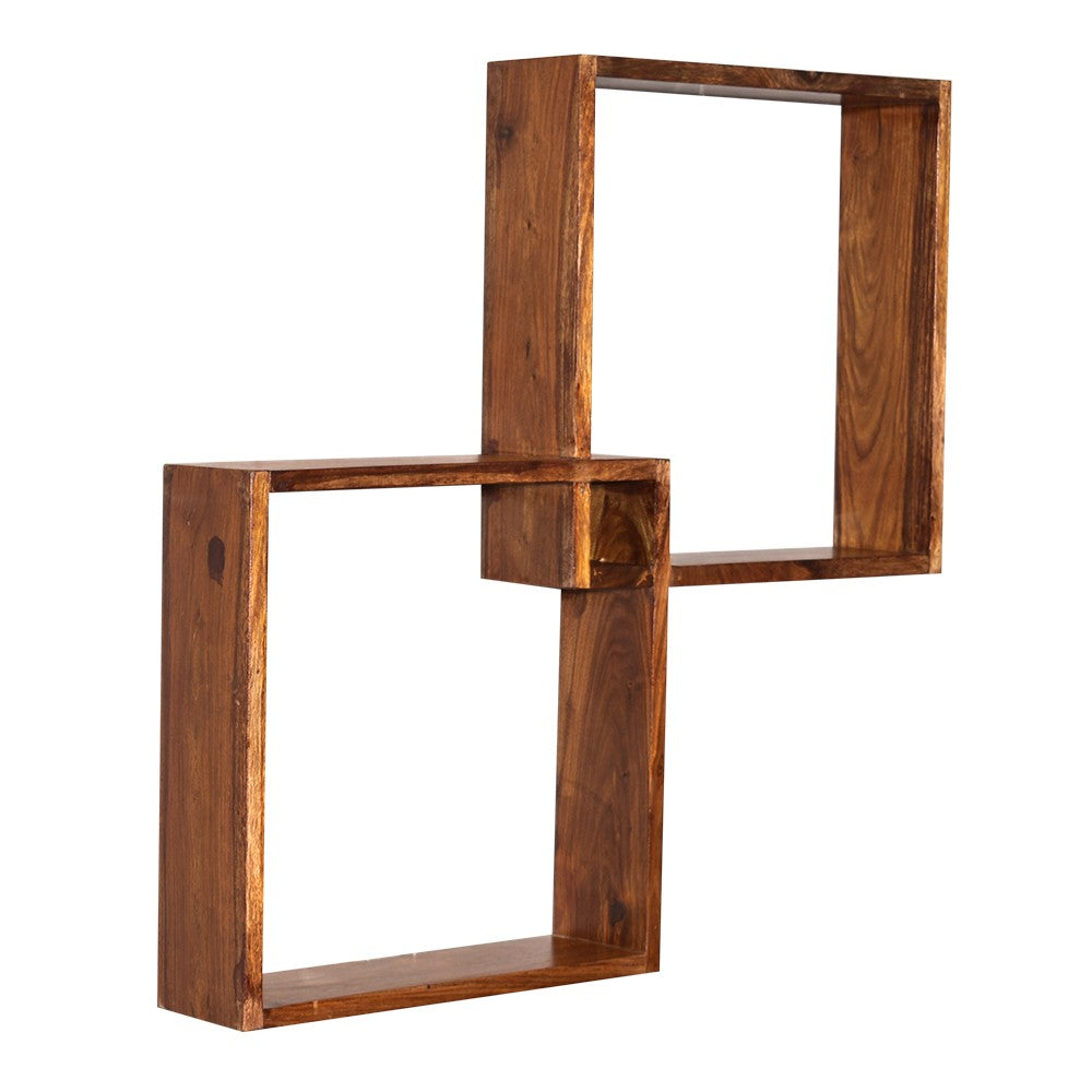 Makenna Sheesham Wooden Boxy Modular Wall Shelf