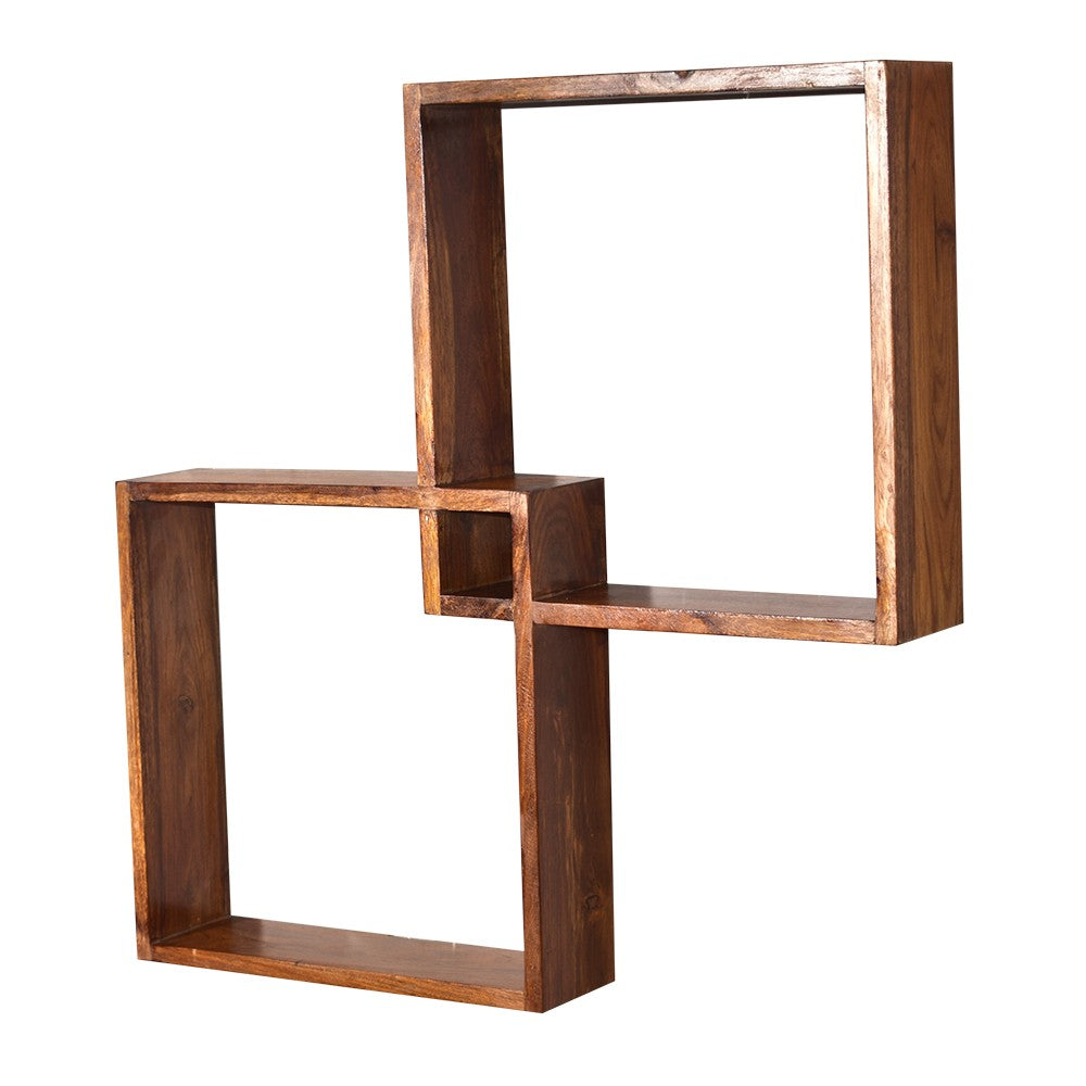 Makenna Sheesham Wooden Boxy Modular Wall Shelf