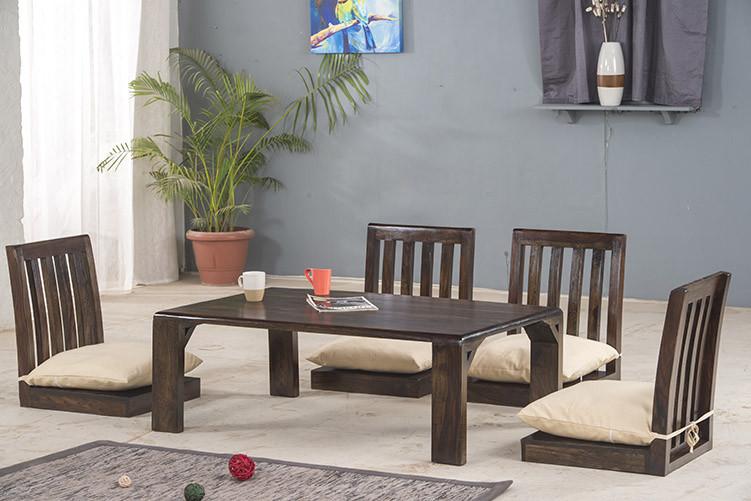 Japanese Style Low 6 Seater Dining Table / Breakfast Table Set