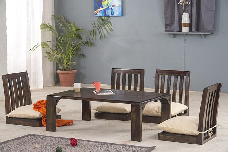 Japanese Style Low 6 Seater Dining Table / Breakfast Table Set