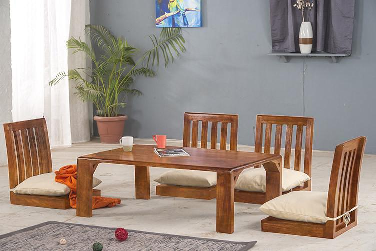 Japanese Style Low 6 Seater Dining Table / Breakfast Table Set
