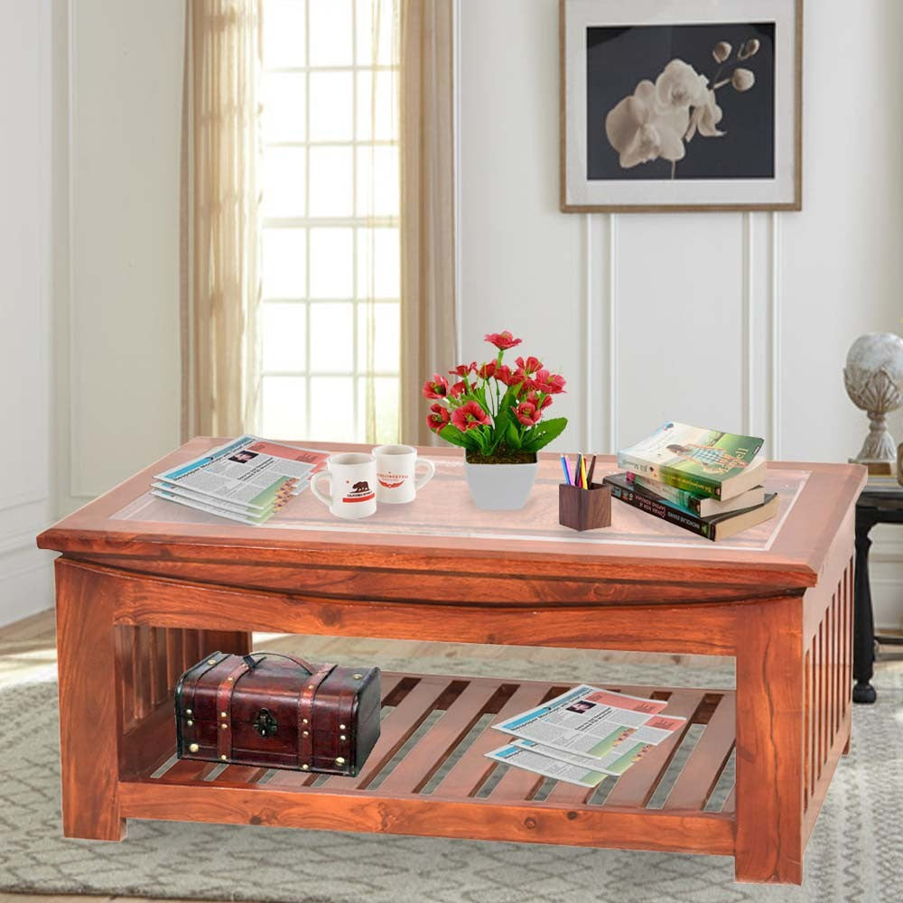 Remington wood Glass Top Center Table