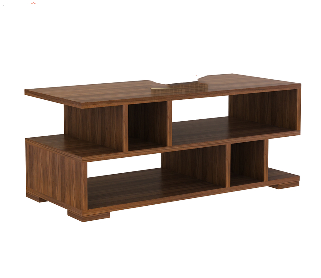Alice Z Shaped Engineered Wood Coffee Table with Open Shelves