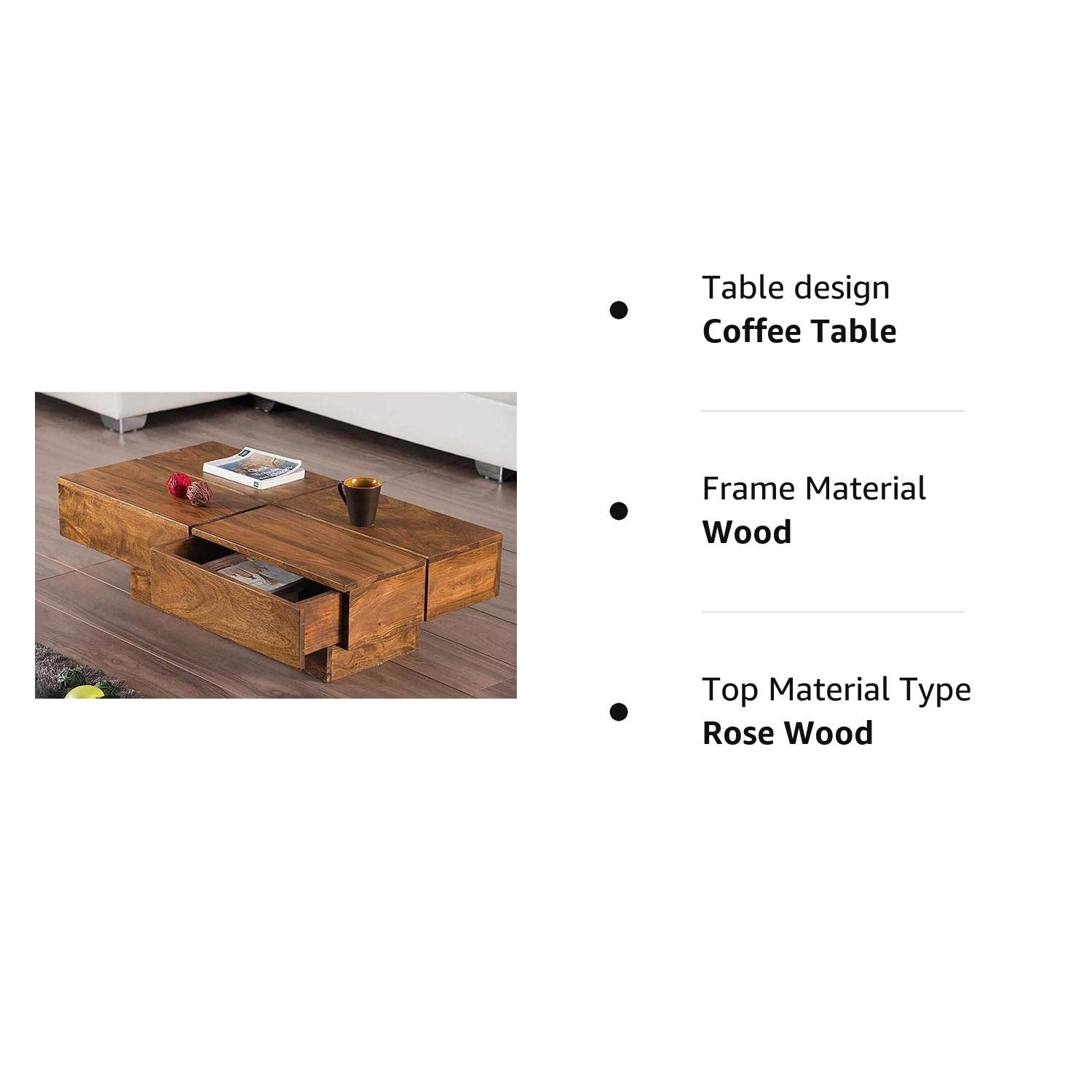 Maya Wooden Center Table for Living Room | Coffee Table for Home | Center Table