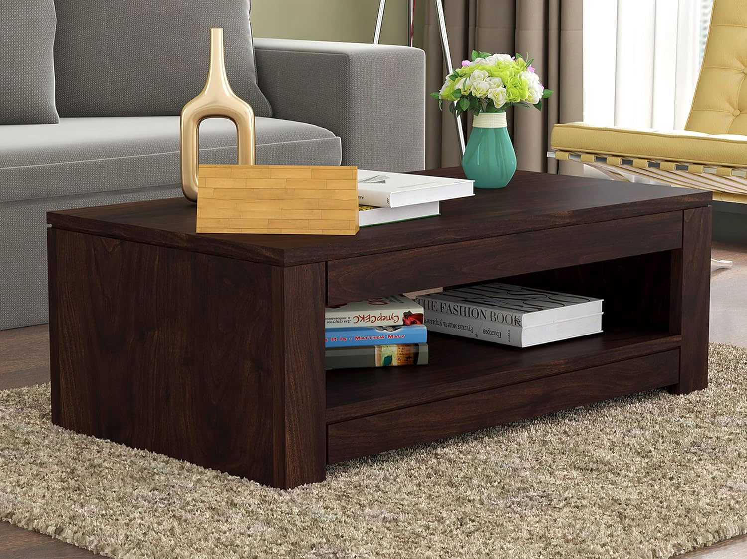 Zoey Wooden Center Table for Living Room | Coffee Table for Home | Center Table