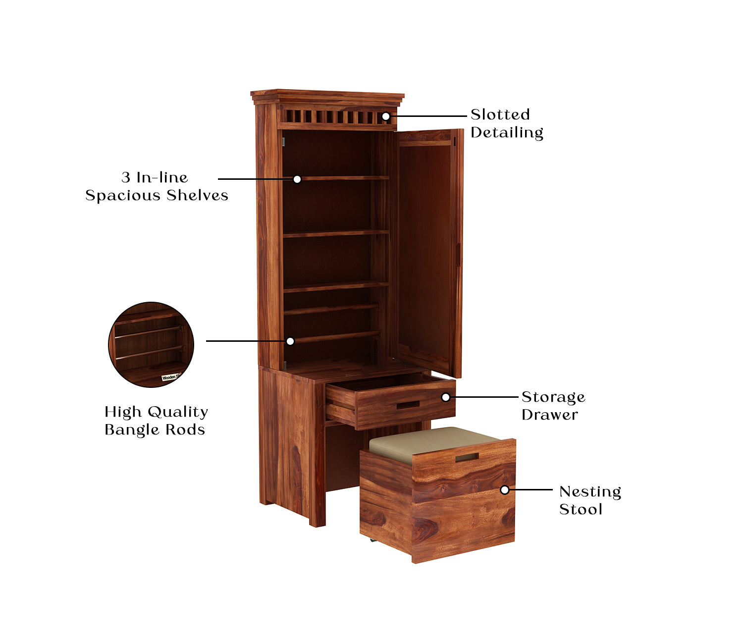 Julius Dressing Table With Storage Stool