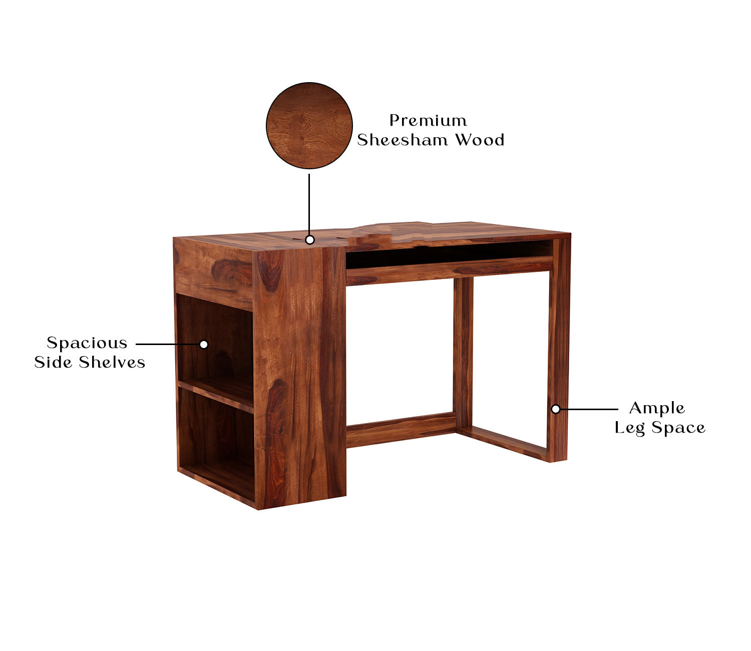 Victoria Study Table with Keyboard Tray and Side Storage