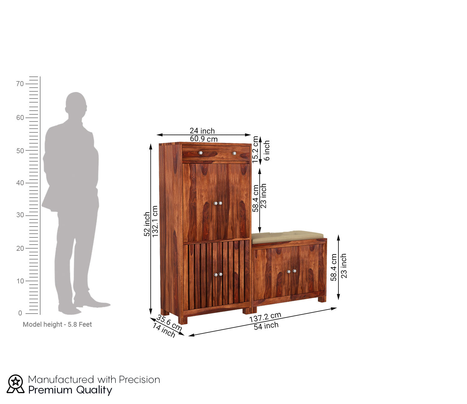Finley Wood Shoe Rack With Seat