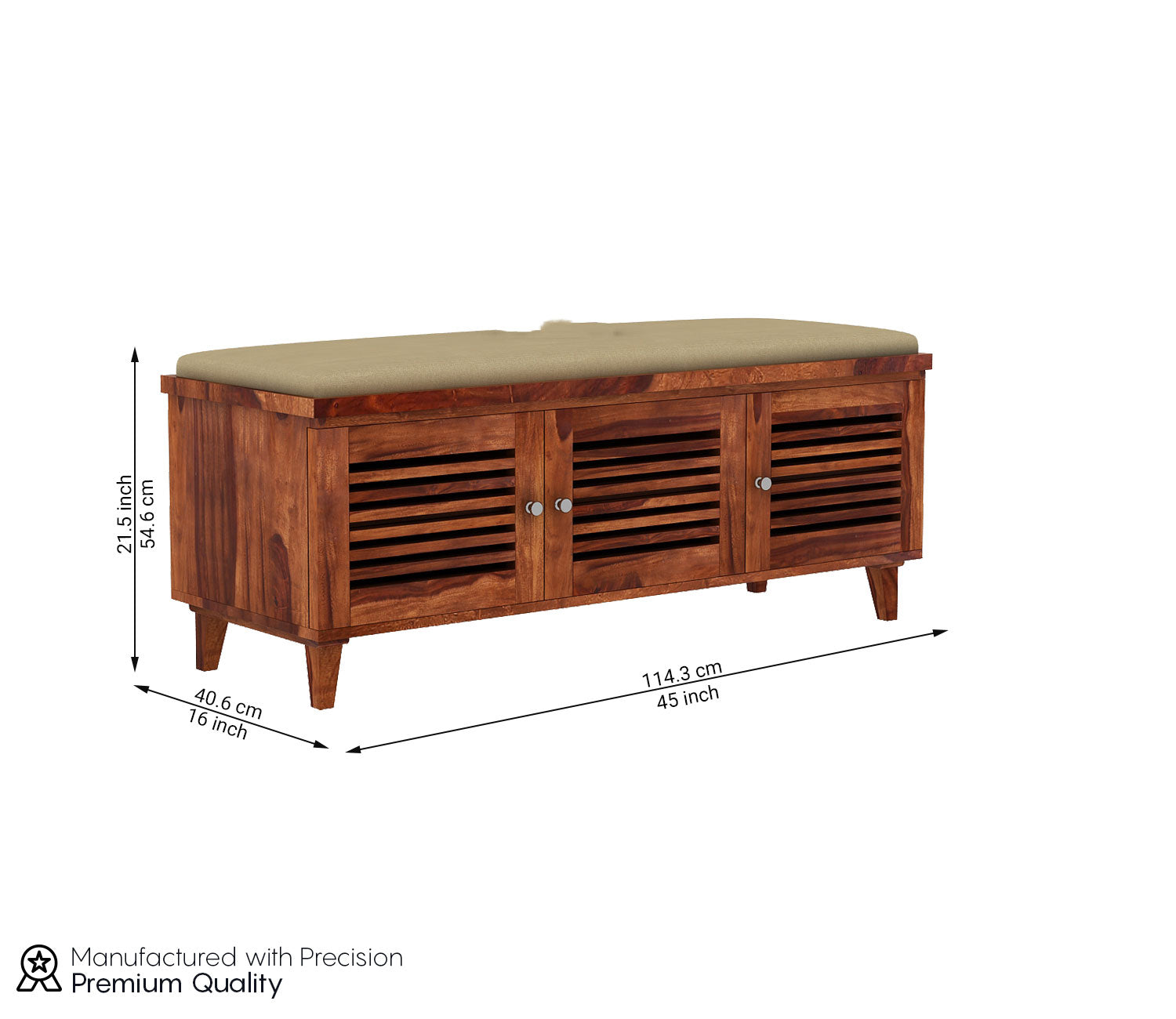 Derek Modern Sheesham Wood Shoe Rack Bench