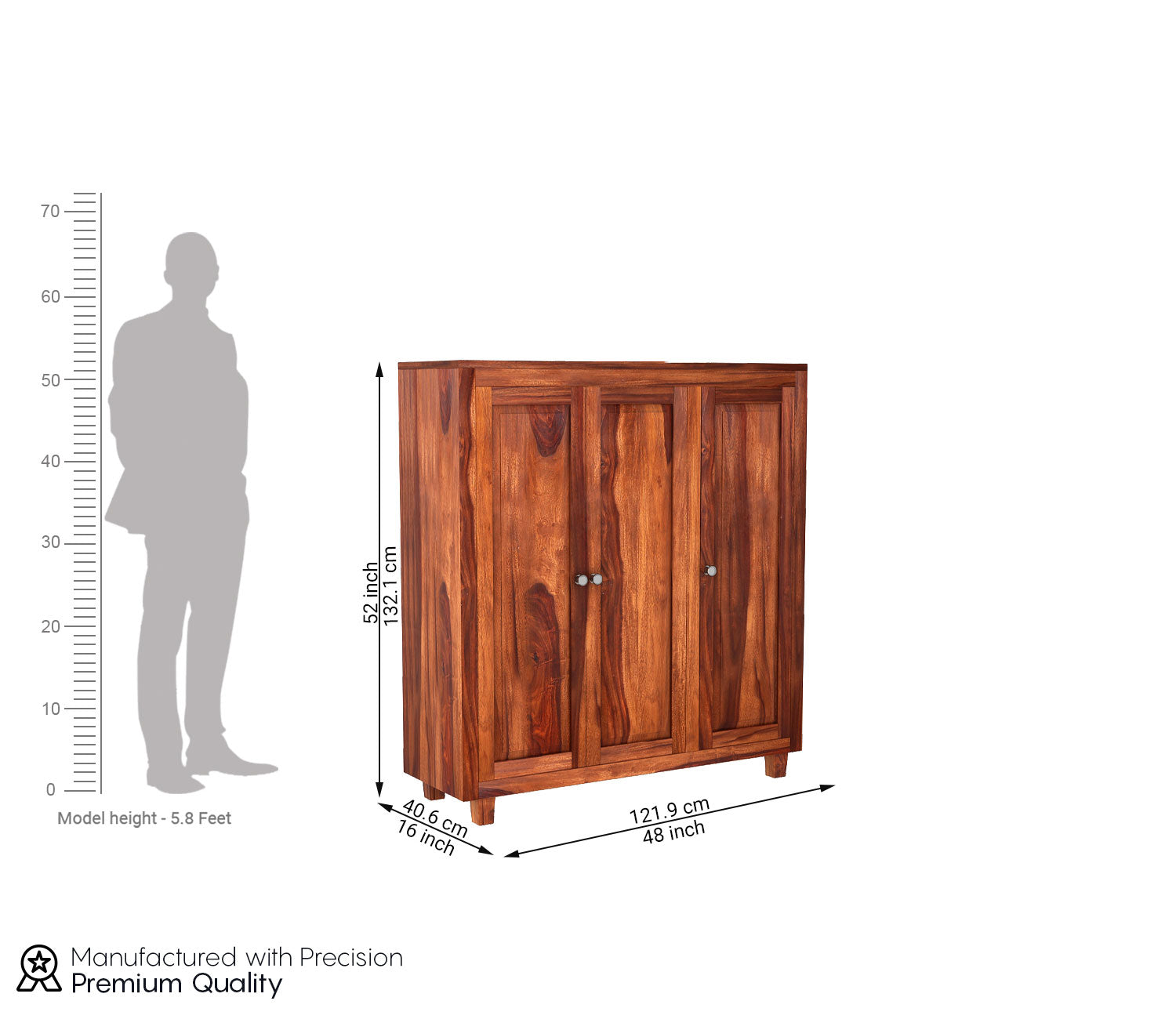 Jaylen Sheesham Wood Shoe Cabinet With 32 Pair Capacity
