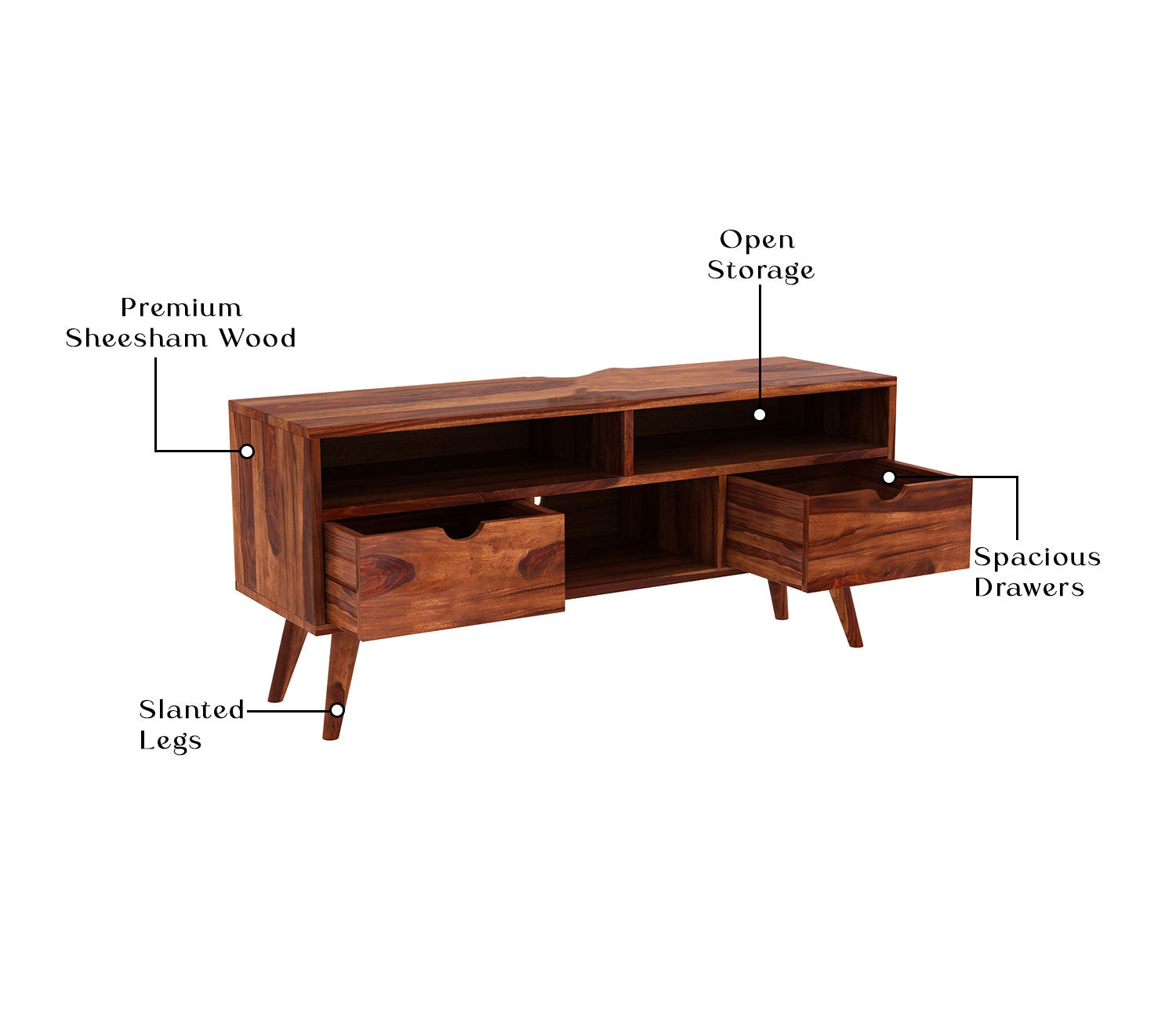 Jasiah Large Tv Unit with Two Pull Out Drawers and Shelves