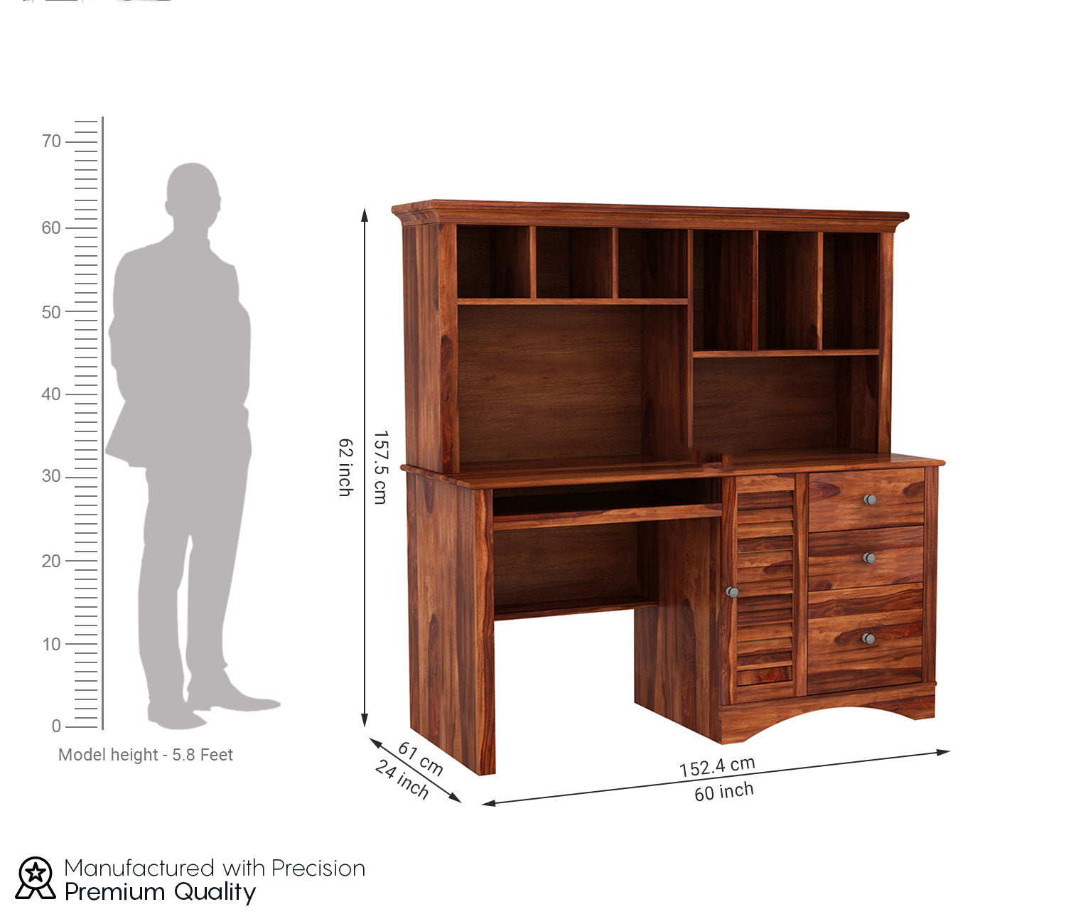 Isla Study Table with Storage Cabinet and Shelves