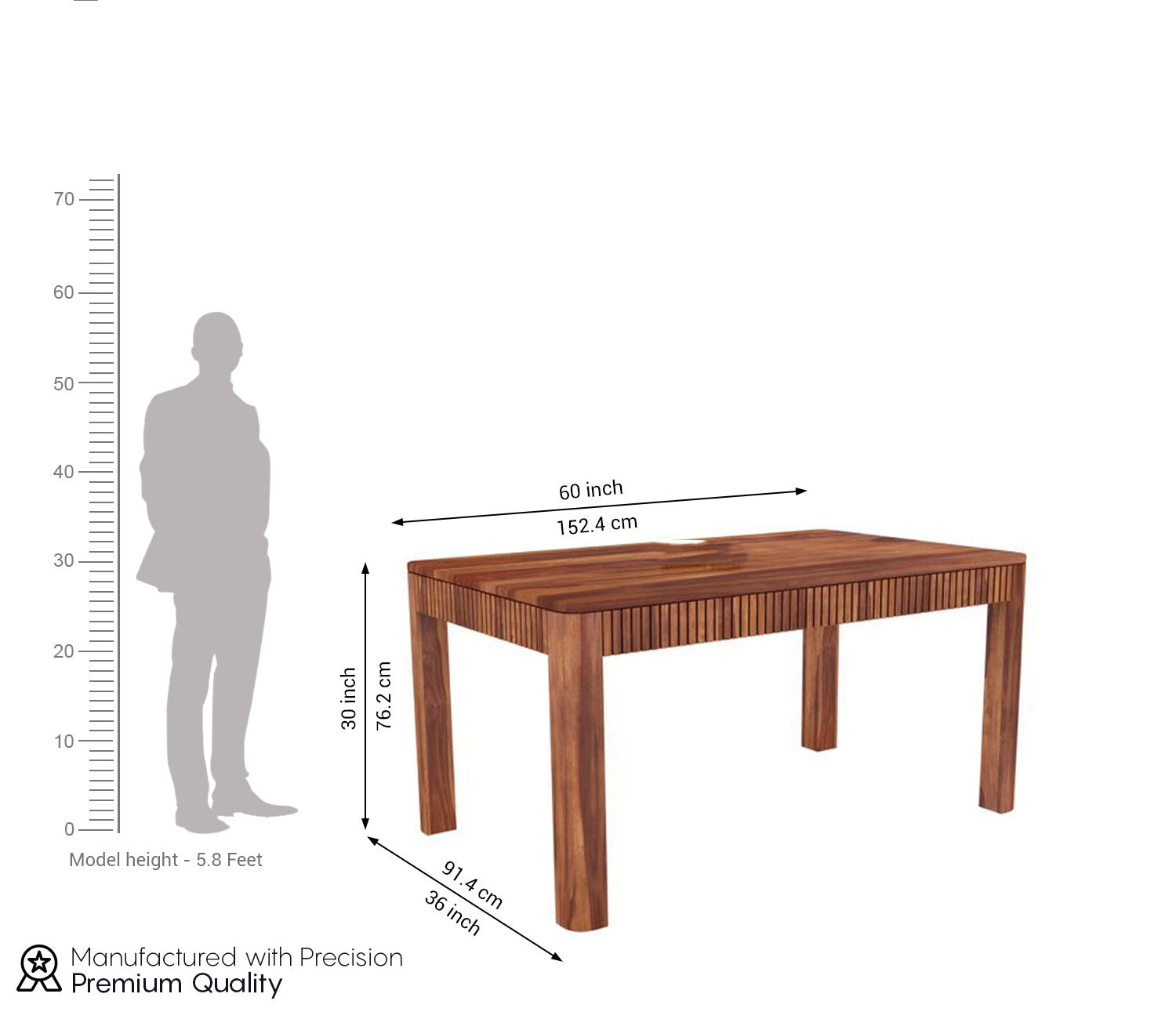 Wildcat 6 Seater Sheesham wood Dining Table