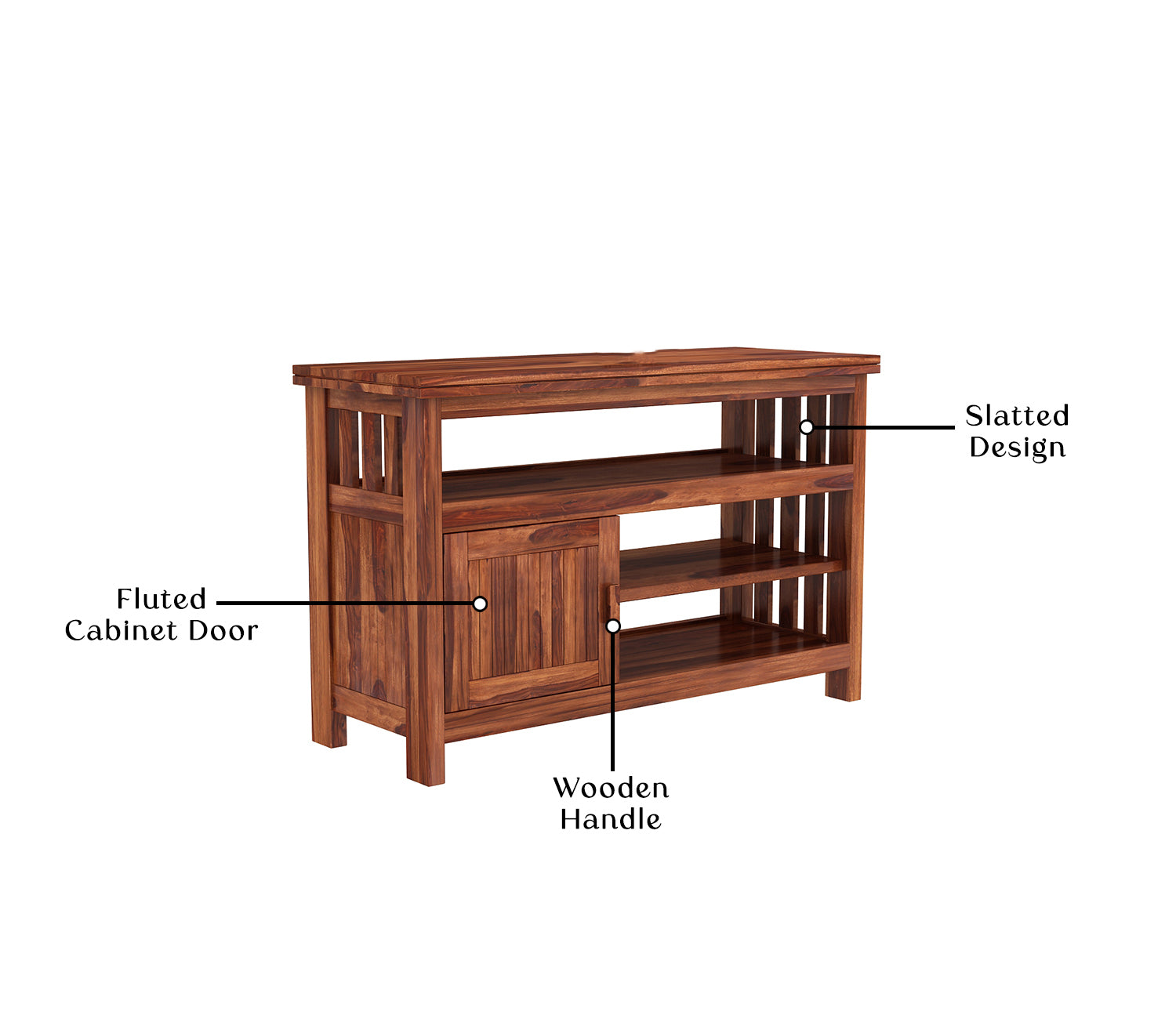 Lionel Sheesham Wood Tv Unit with Cabinet & Shelves
