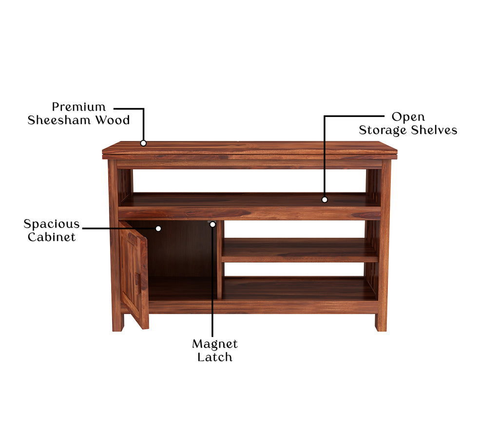 Lionel Sheesham Wood Tv Unit with Cabinet & Shelves