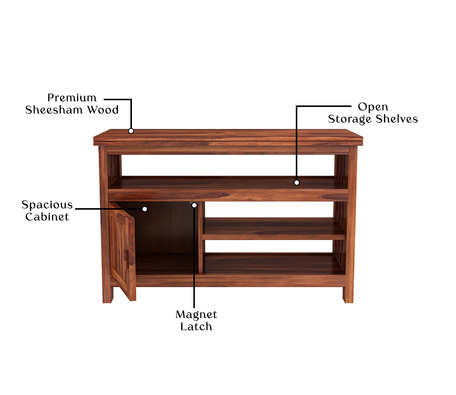 Lionel Sheesham Wood Tv Unit with Cabinet & Shelves
