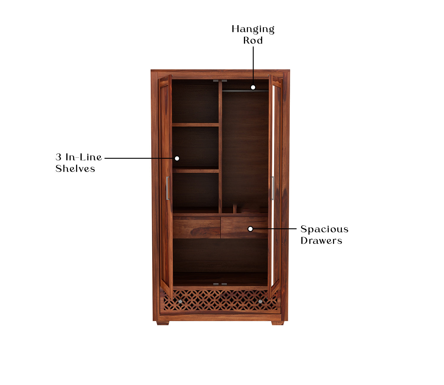 Zyaire 2 Door Wardrobe with Mirror