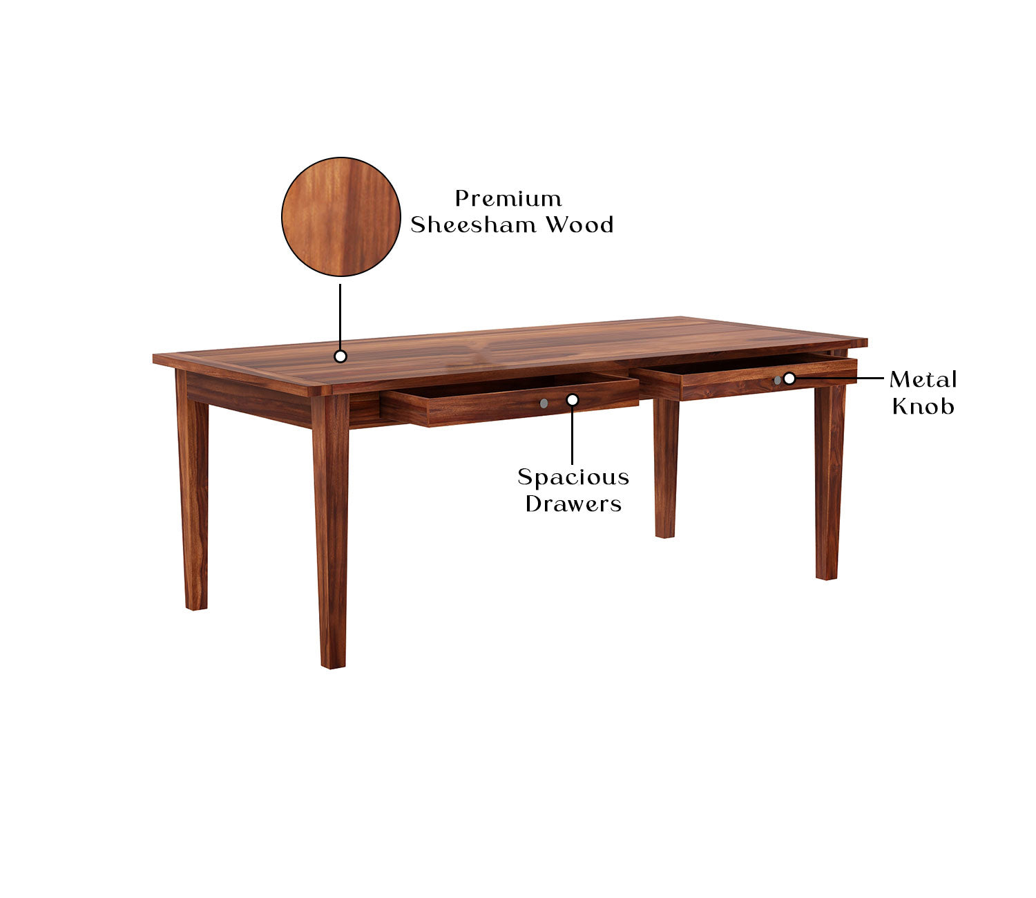Mcbeth - Trois 6 Seater without Cushion Dining Set