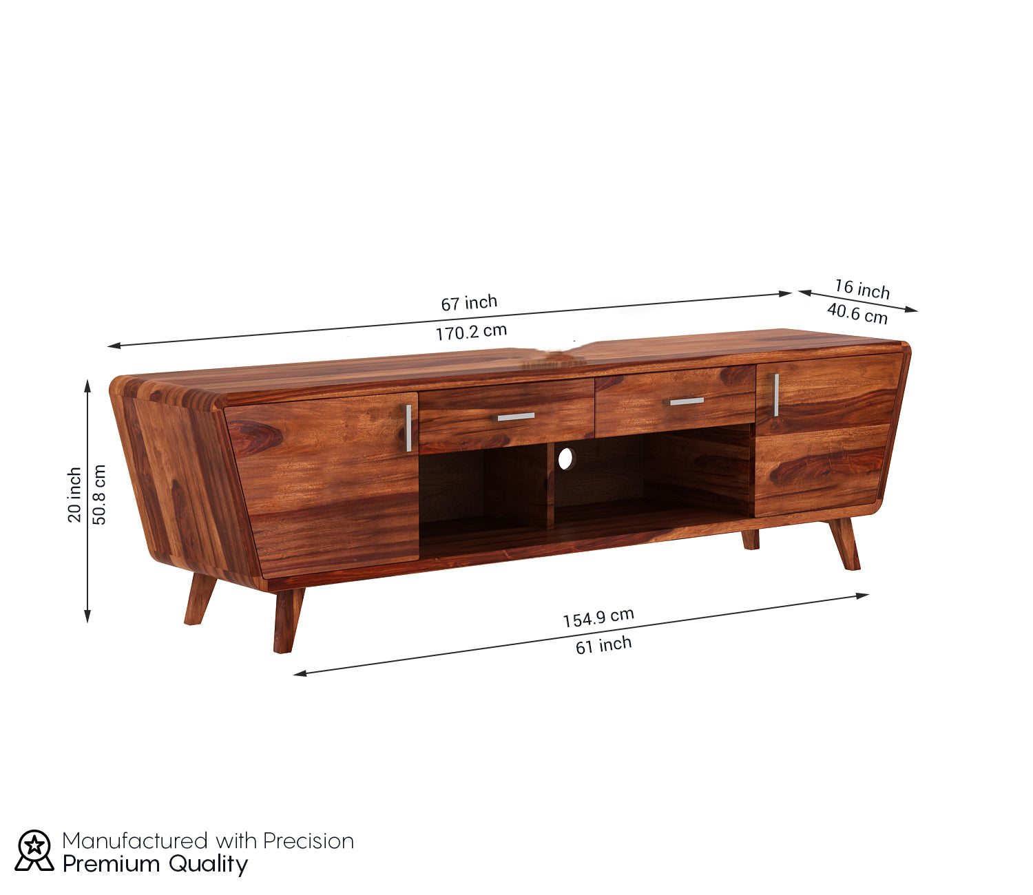 Ariel Sheesham Wood Tv Unit with Cupboards Drawers and Shelve Storage
