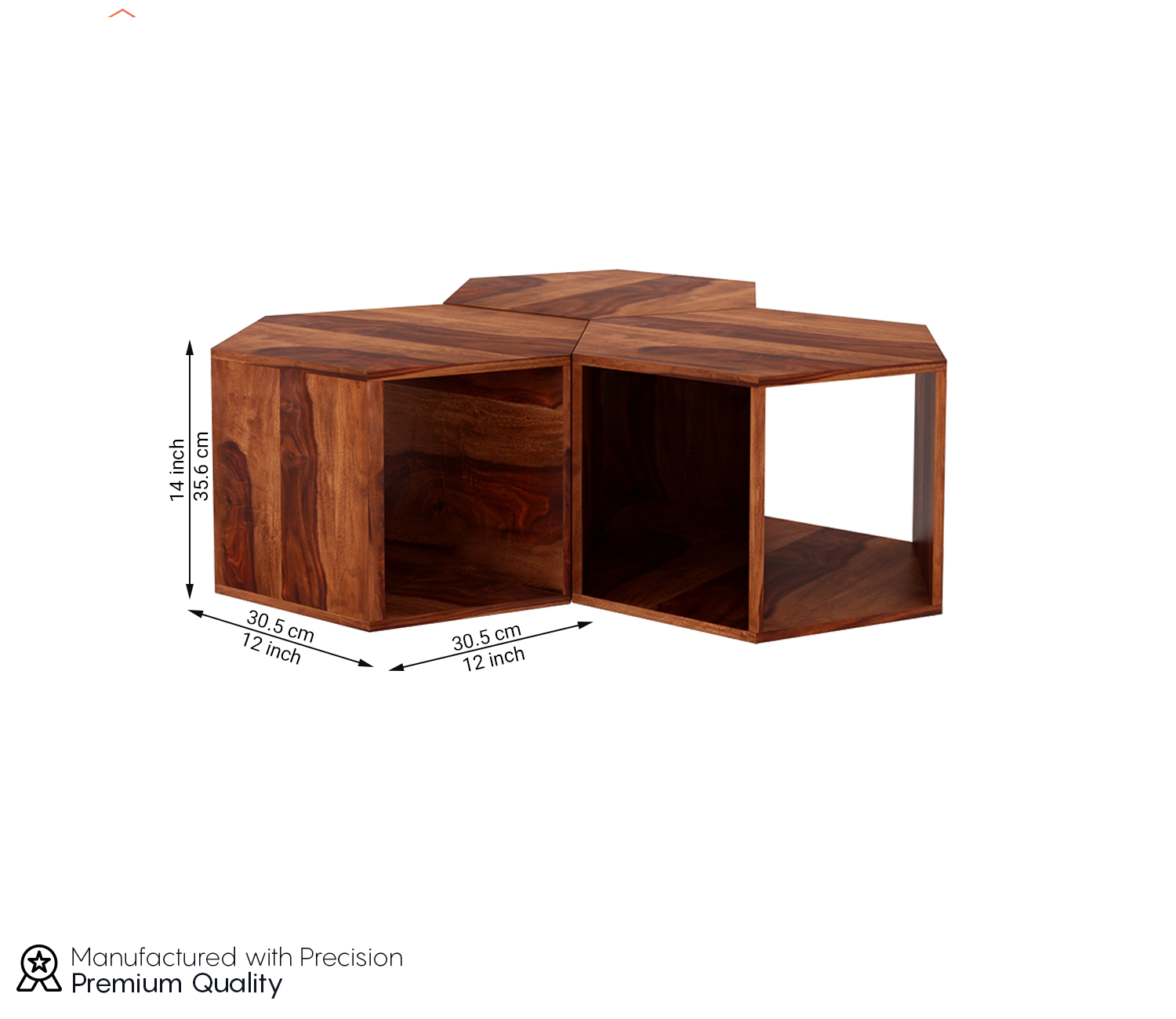 Josephine Sheesham Wood Centre Table with Open Storage - Set Of 3