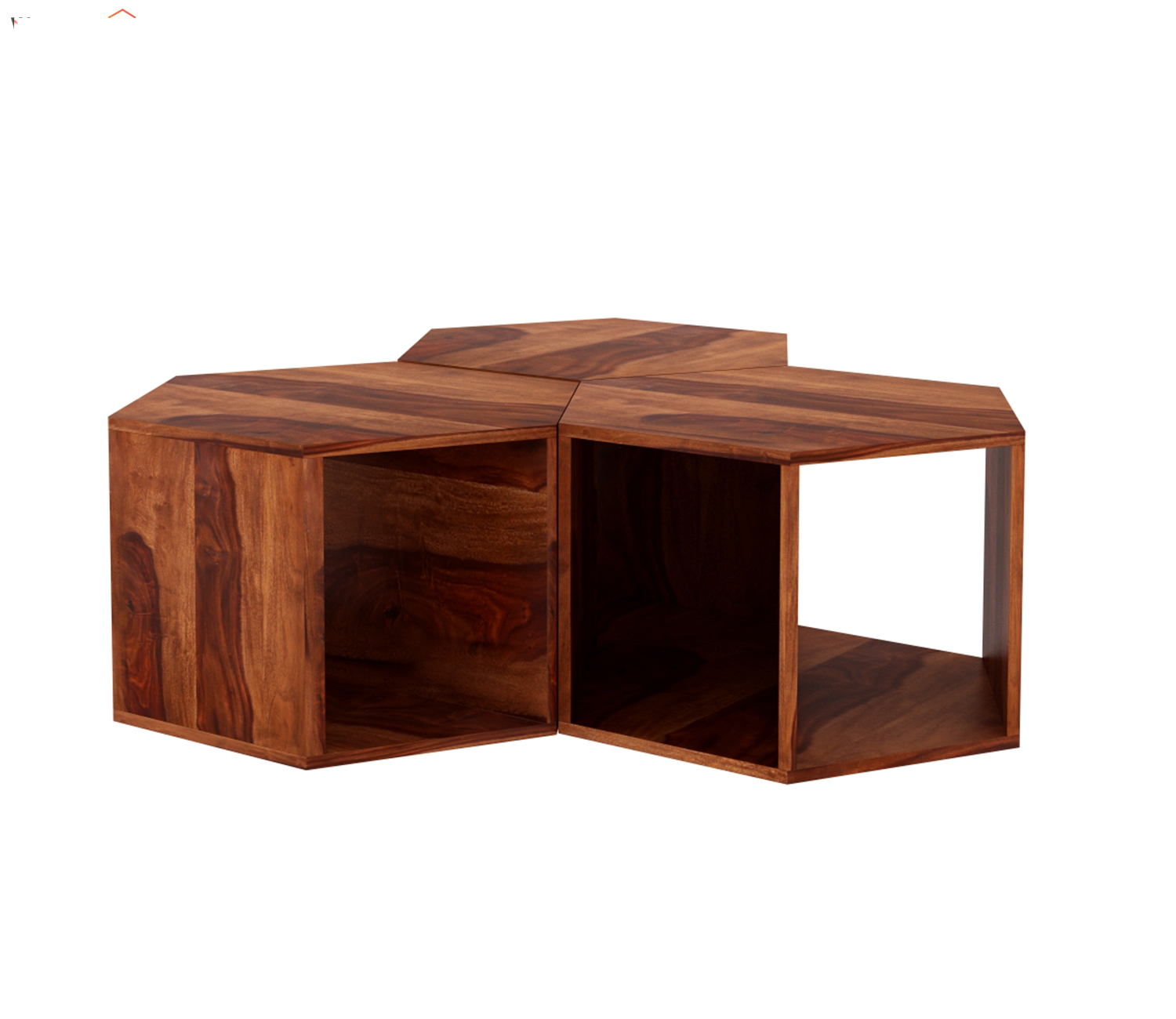 Josephine Sheesham Wood Centre Table with Open Storage - Set Of 3