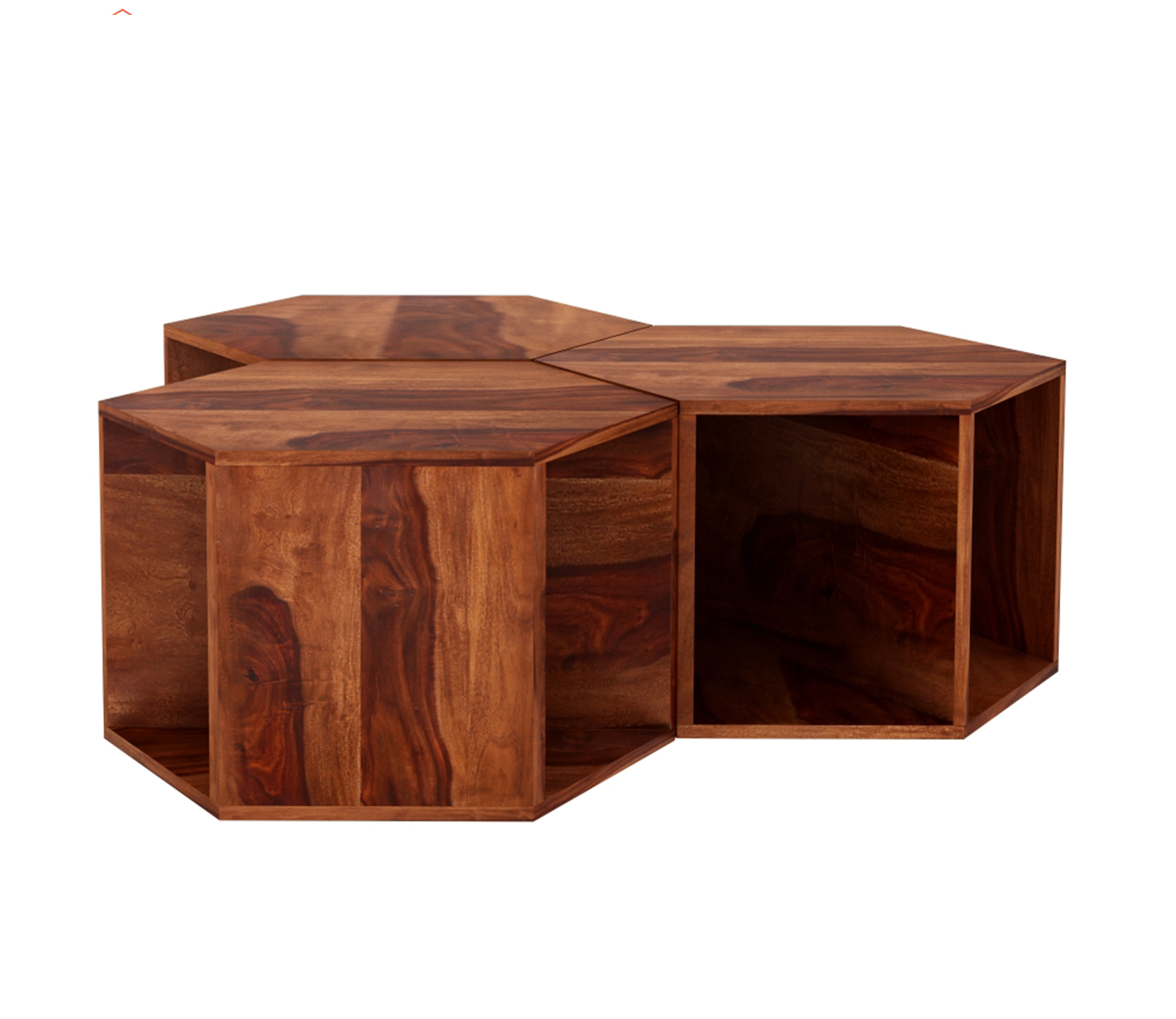 Josephine Sheesham Wood Centre Table with Open Storage - Set Of 3