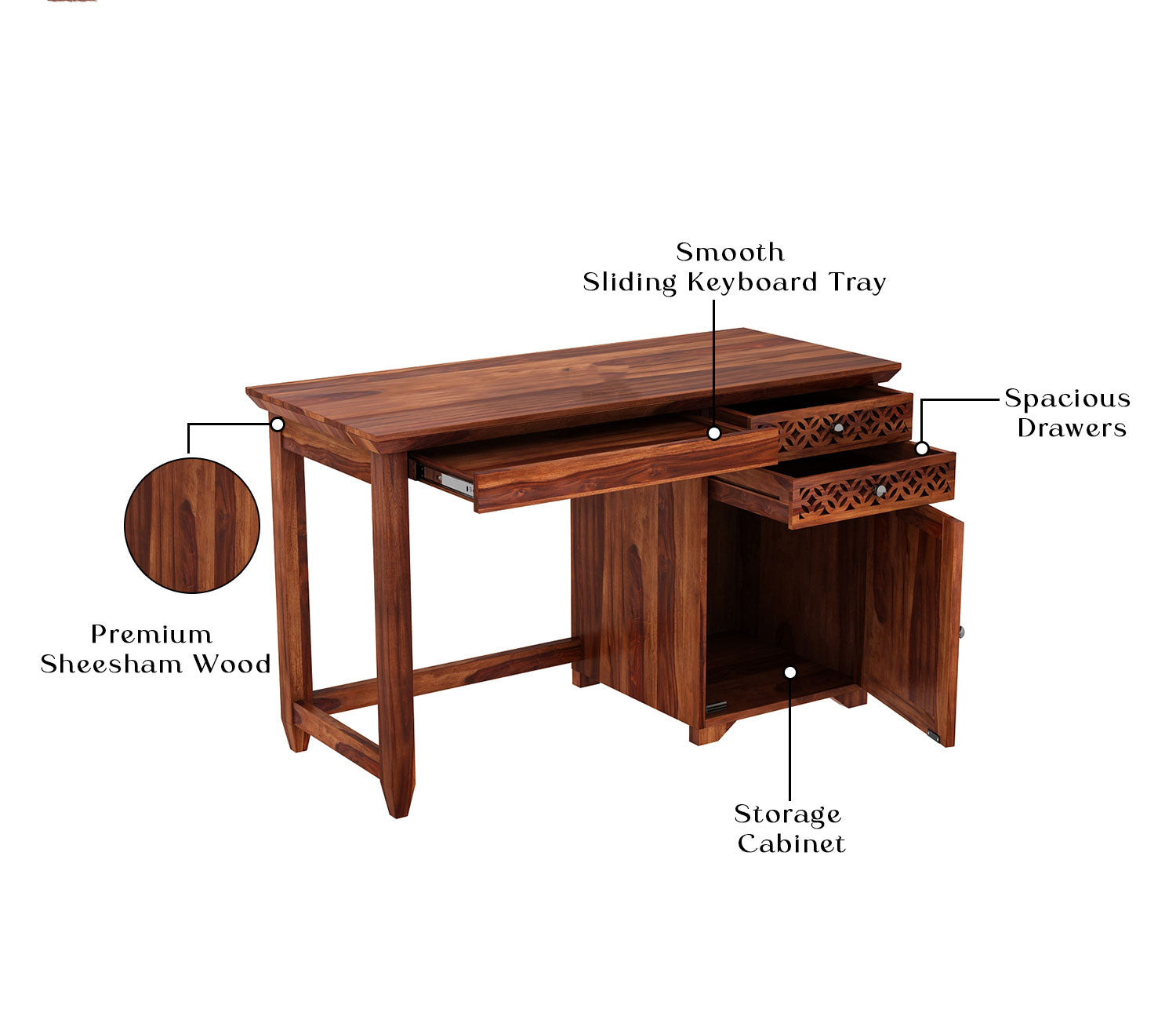 Madison Study Table with Two Drawers and Cabinet