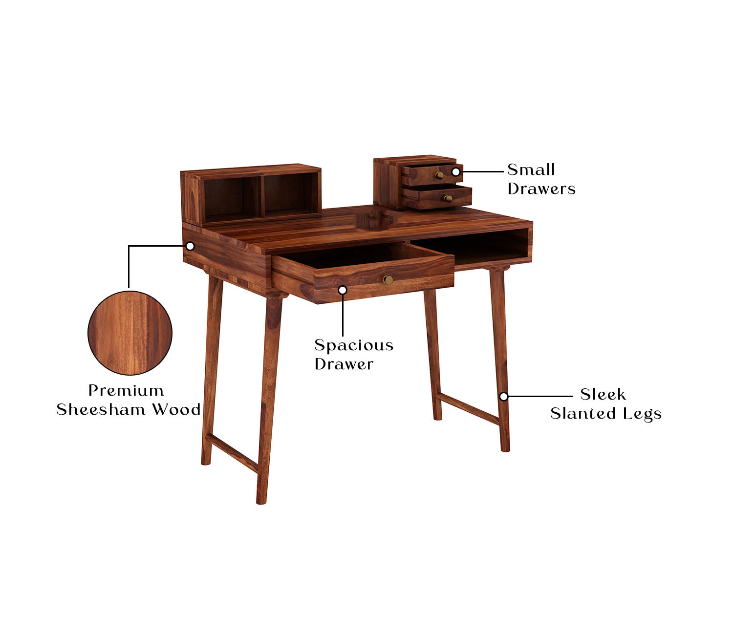 Eliana Study Table with Table-Top Storage