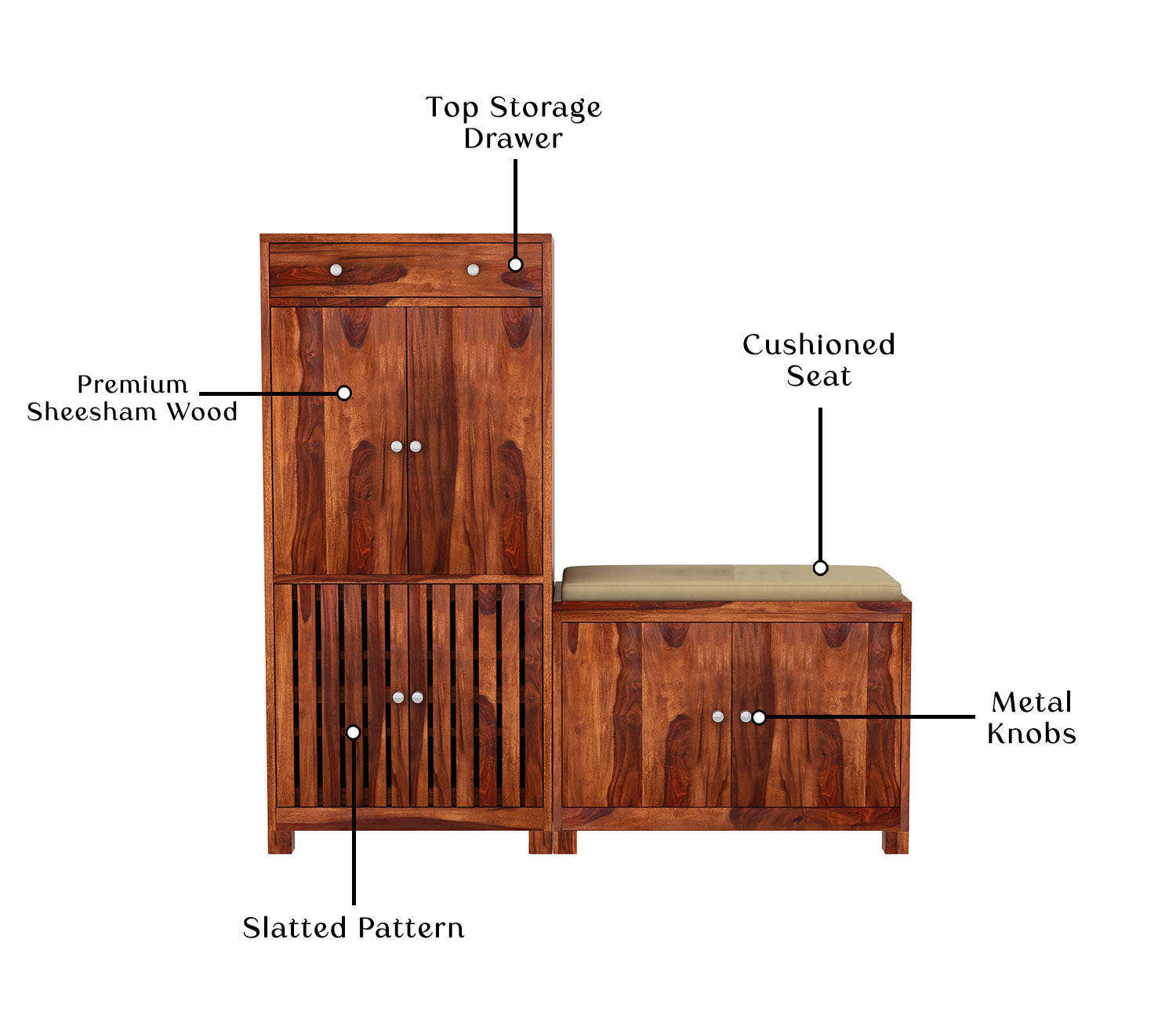 Finley Wood Shoe Rack With Seat