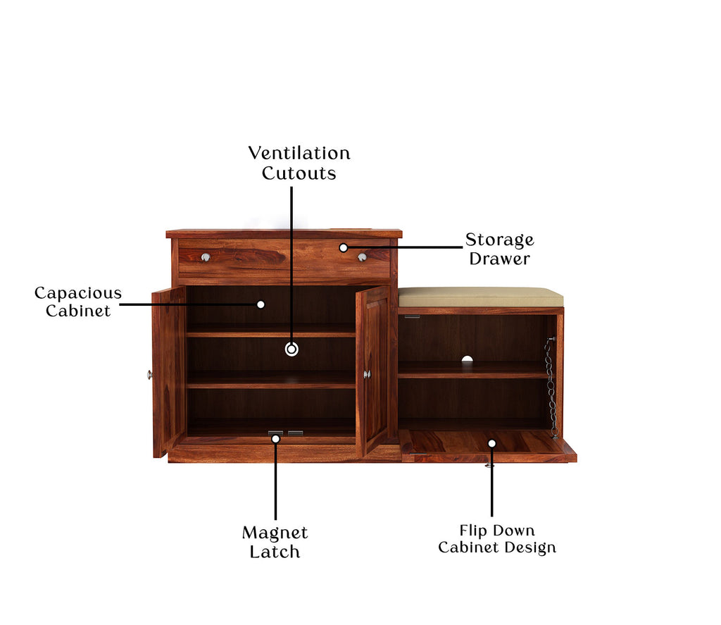 Tobias Modern Wooden Shoe Rack With Seat