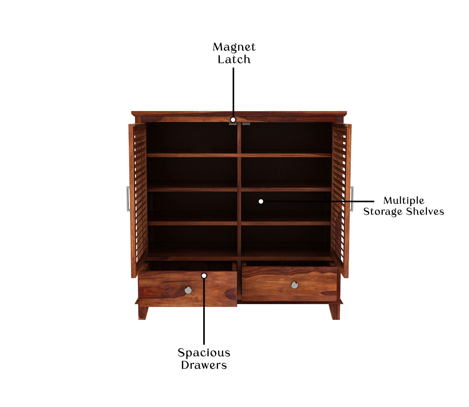 Kaleb Sheesham Wood Shoe Cabinet With Storage Drawers
