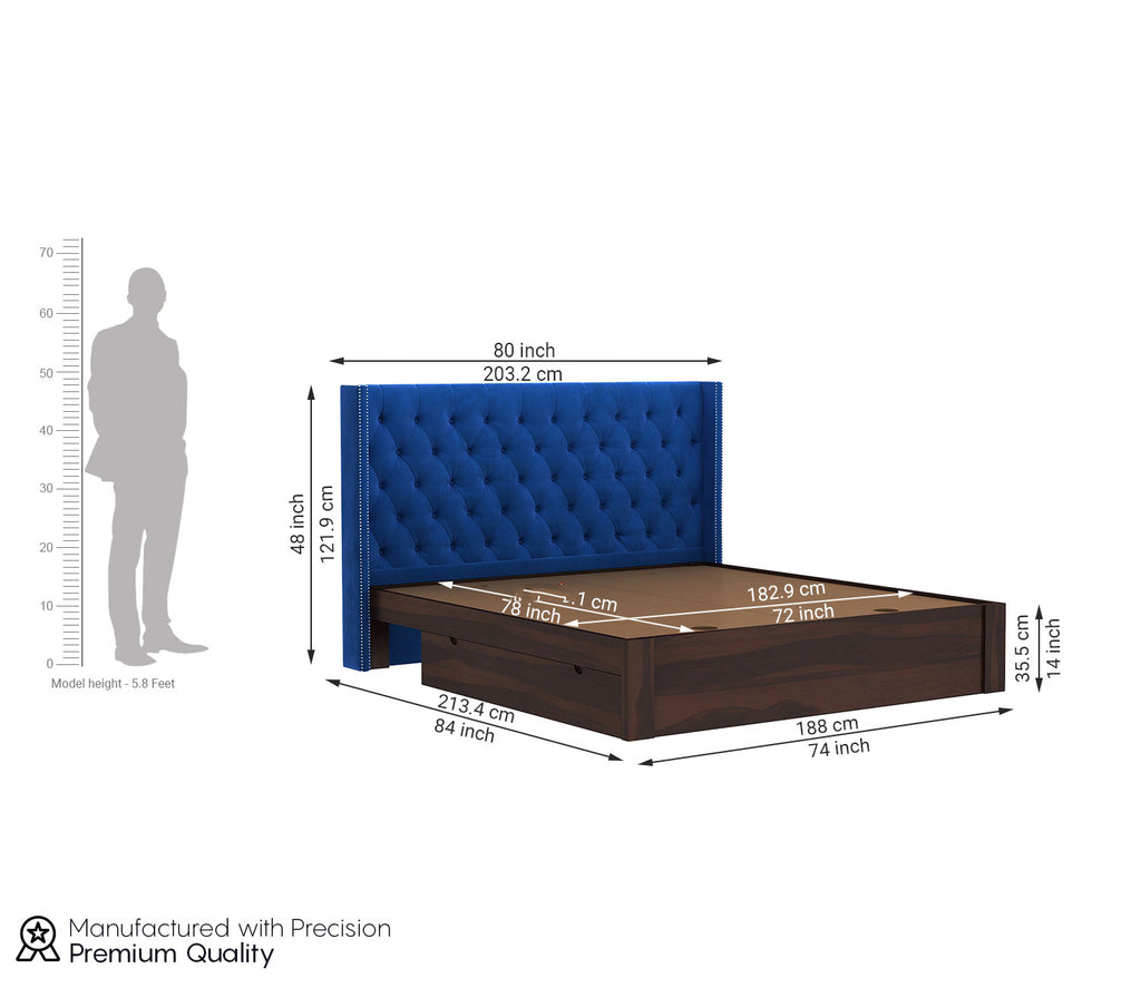 Forrest Sheesham Wood Upholstered Bed With Storage