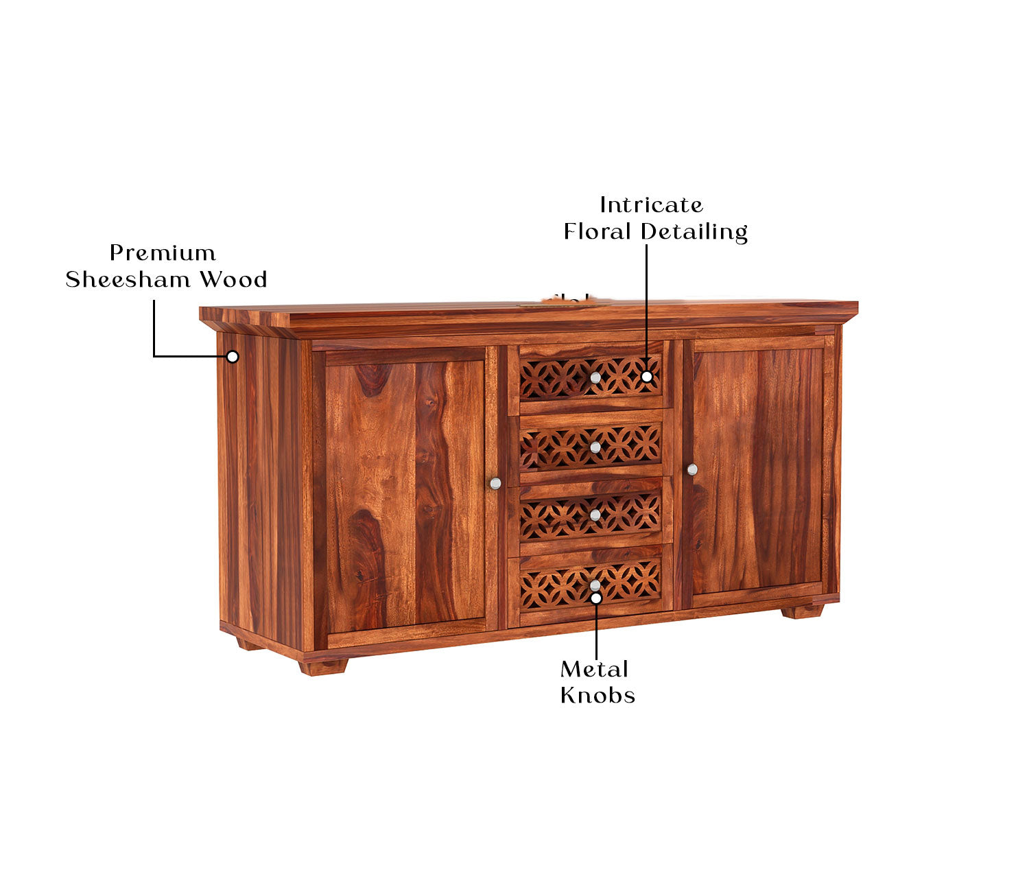Kenneth Sheesham Wood Storage Cabinets and Sideboard