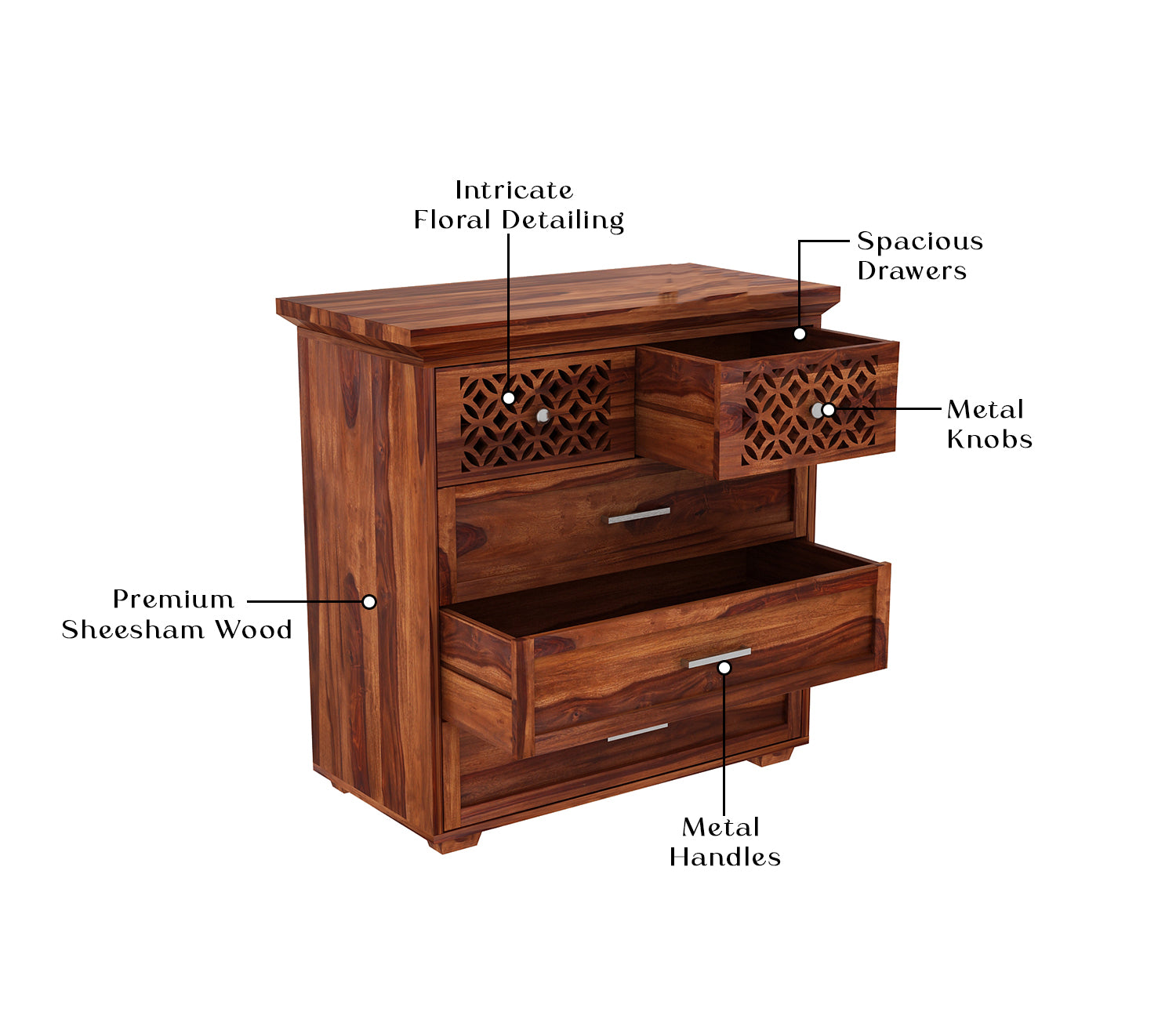 Fernando 5-Drawer Wooden Chest Of Drawers