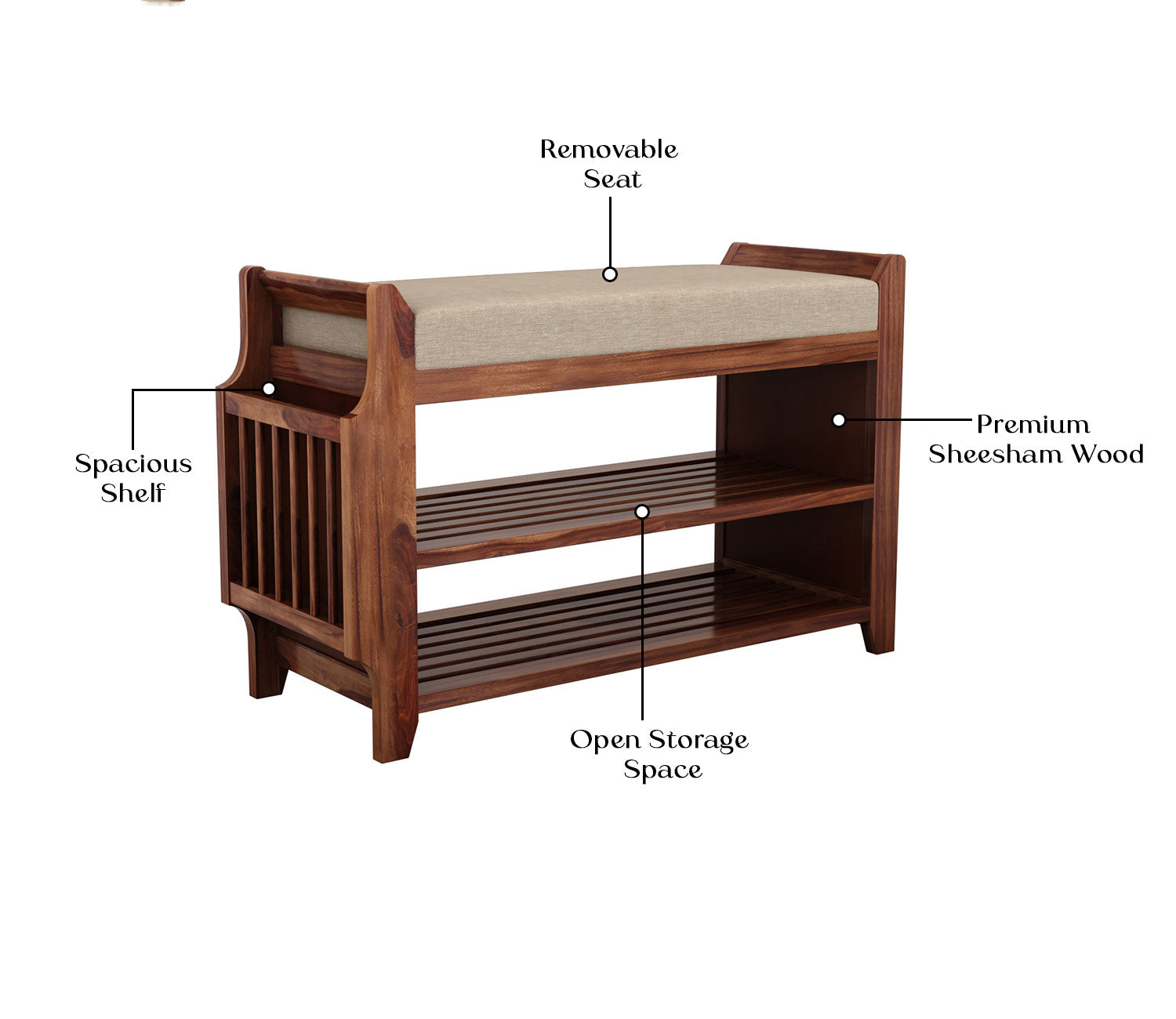 Jax Shoe Rack with Seat and Shelves