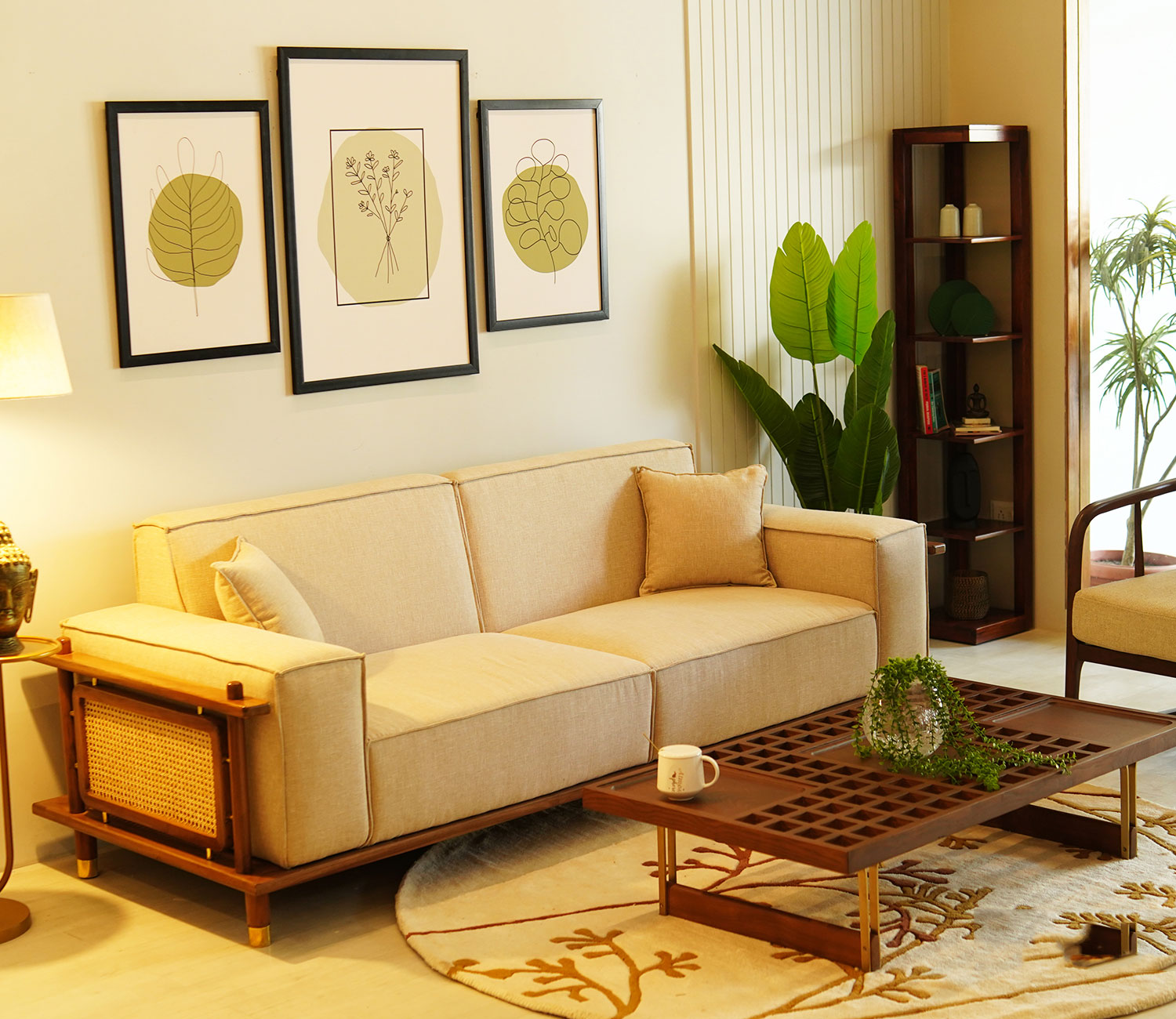 Alaya 3+1+1 Seater Ash Wood Cane Sofa