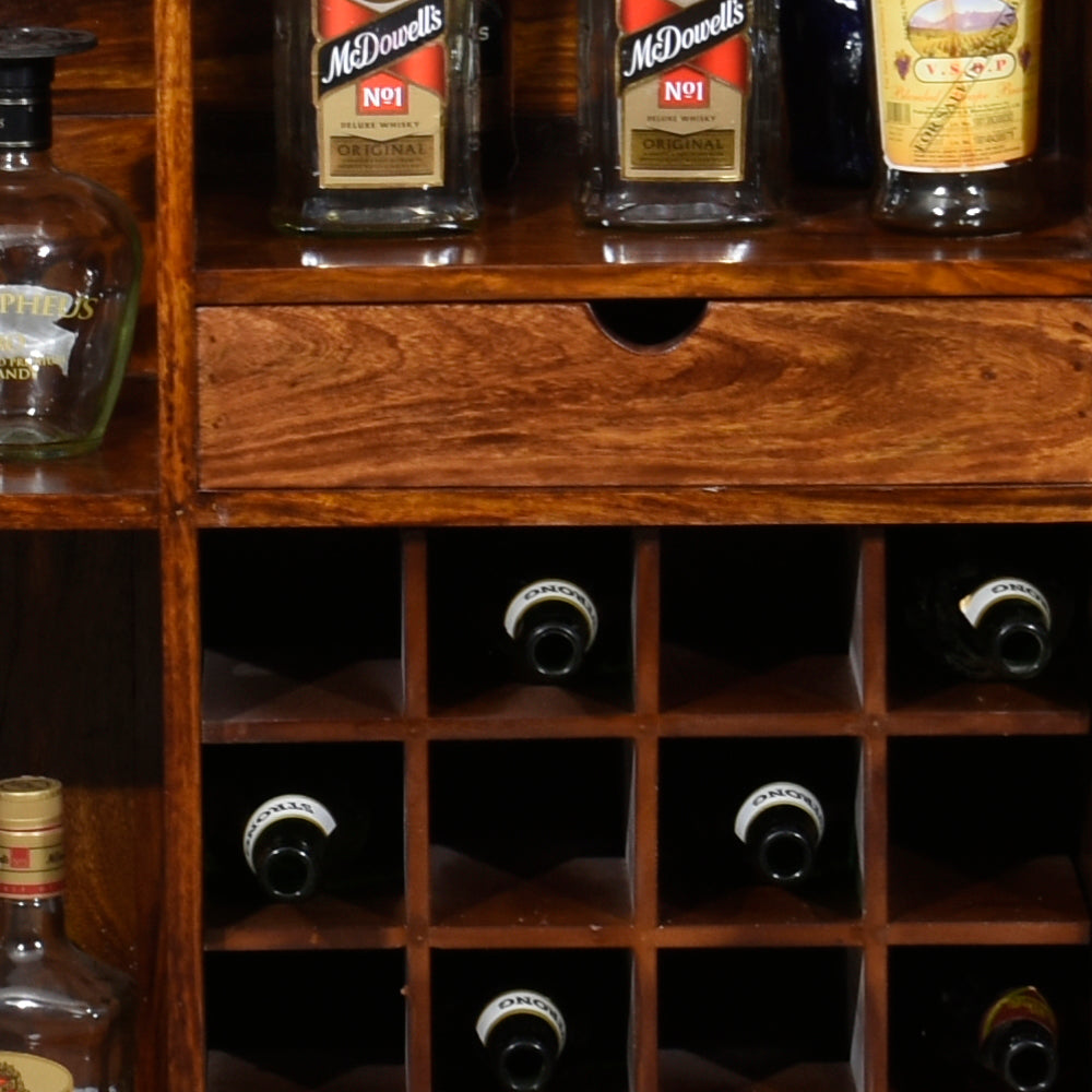 Nyra Sheesham Wood Brass Design Regular Bar
