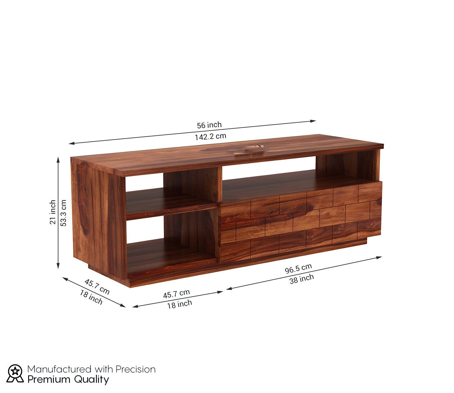 Philip Sheesham Wood Tv Unit with Shelf Storage
