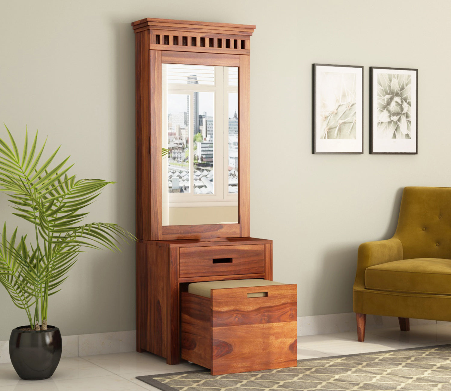 Julius Dressing Table With Storage Stool