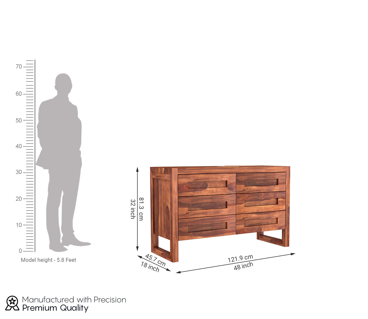 Dakota 6-Drawer Chest Of Drawers Wooden