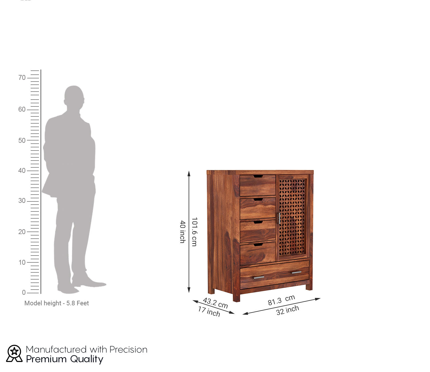 Cruz 5-Drawer Wooden Chest Of Drawers