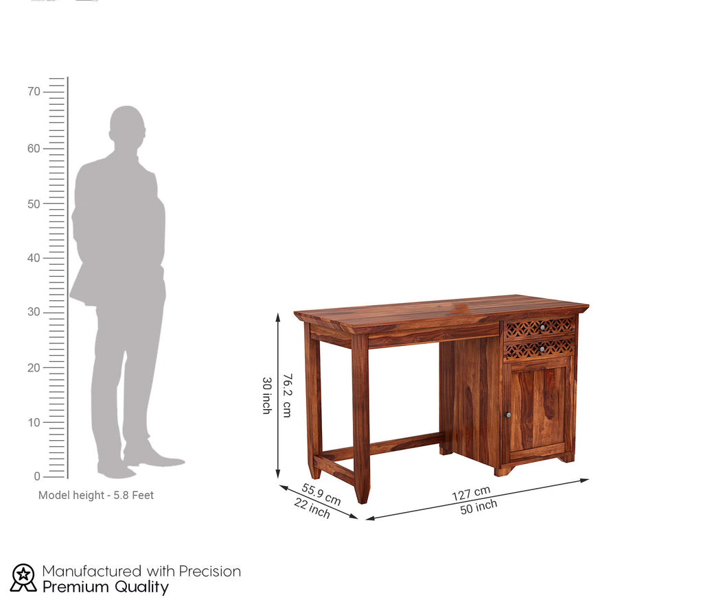 Madison Study Table with Two Drawers and Cabinet