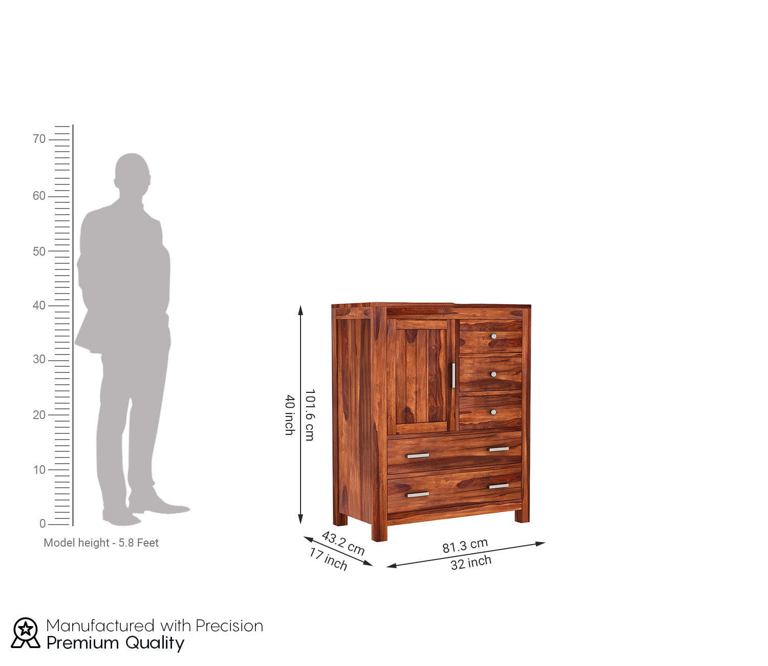 Khalil 5-Drawer Wooden Chest Of Drawers