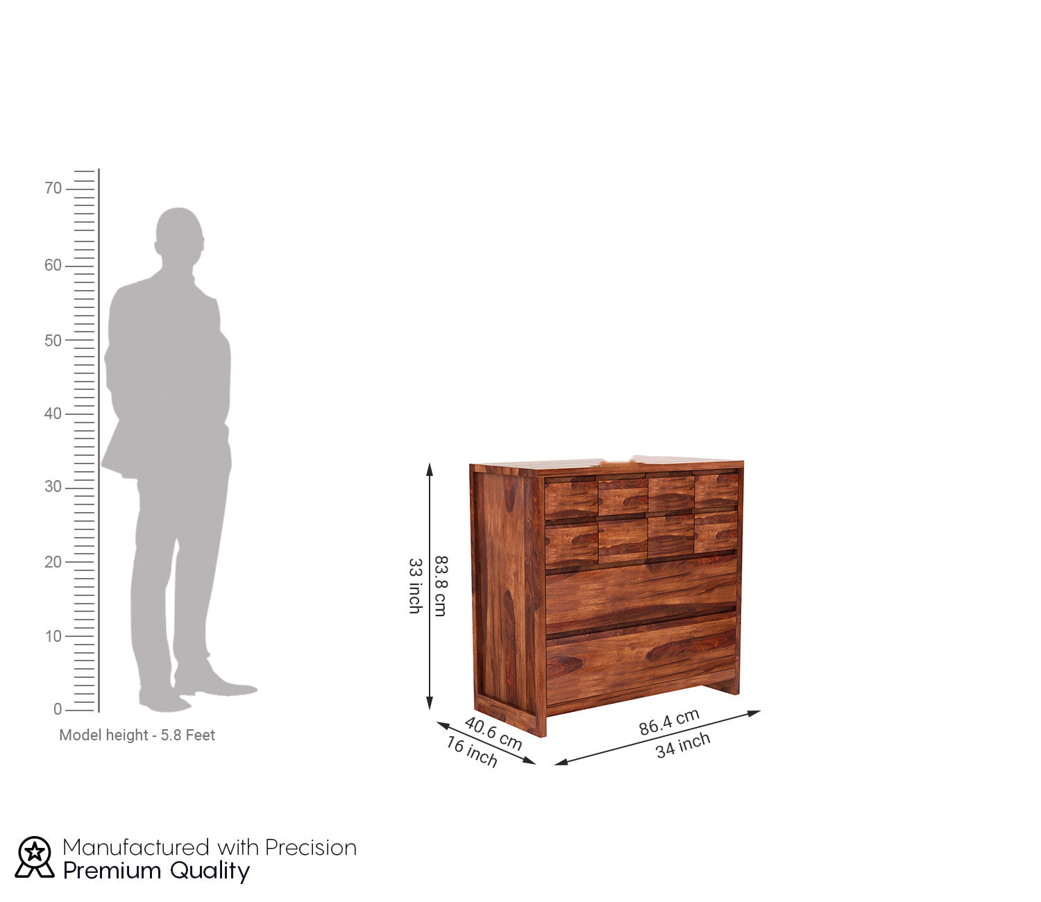 Harvey 10-Drawer Chest Of Drawers Wooden